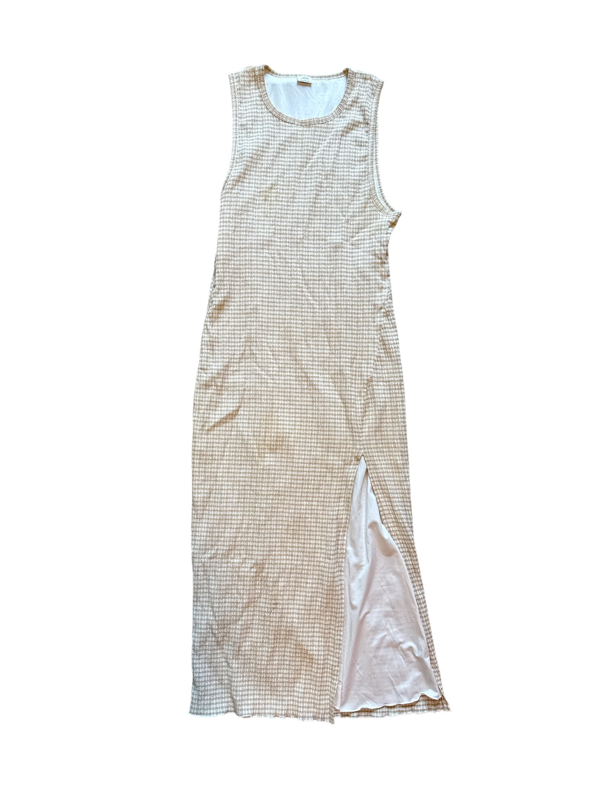 cream white wilfred gingham textured tank maxi dress, L