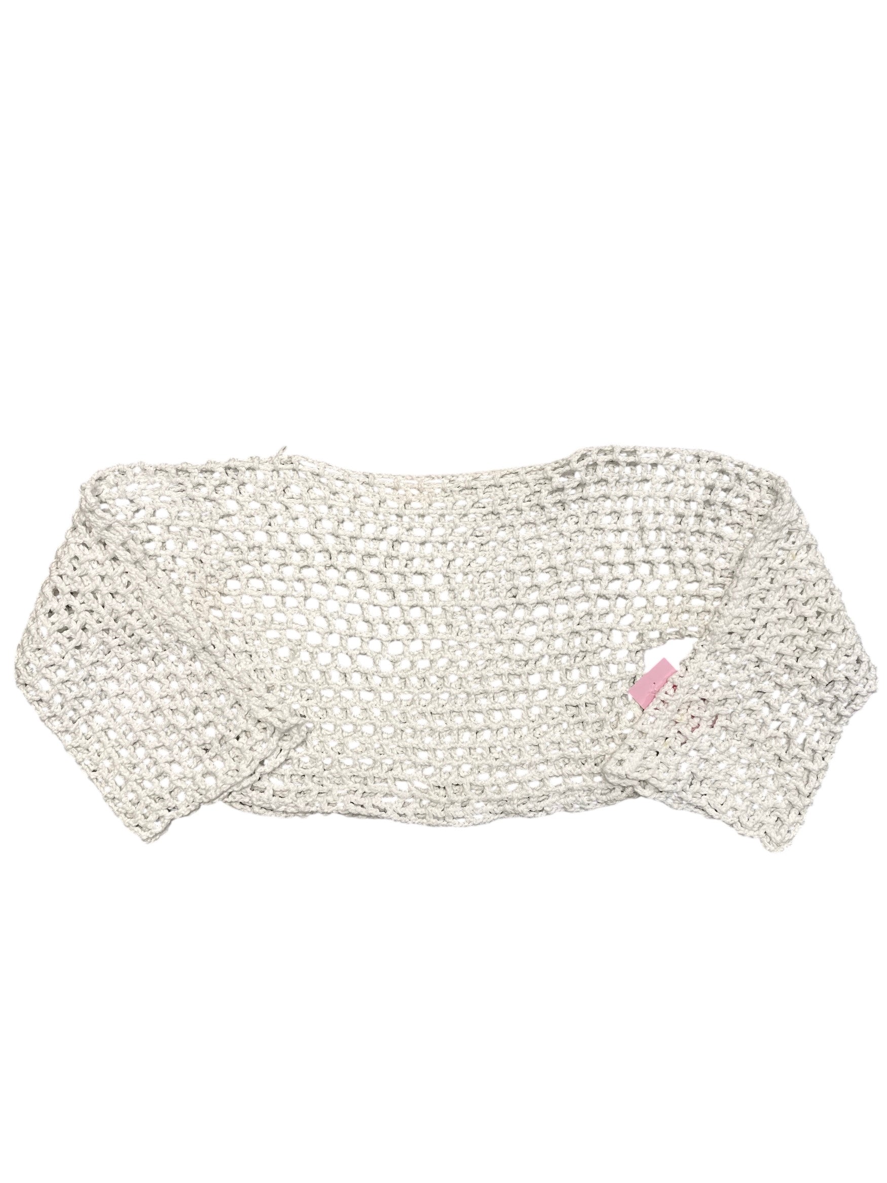 white  crochet boatneck sweater S