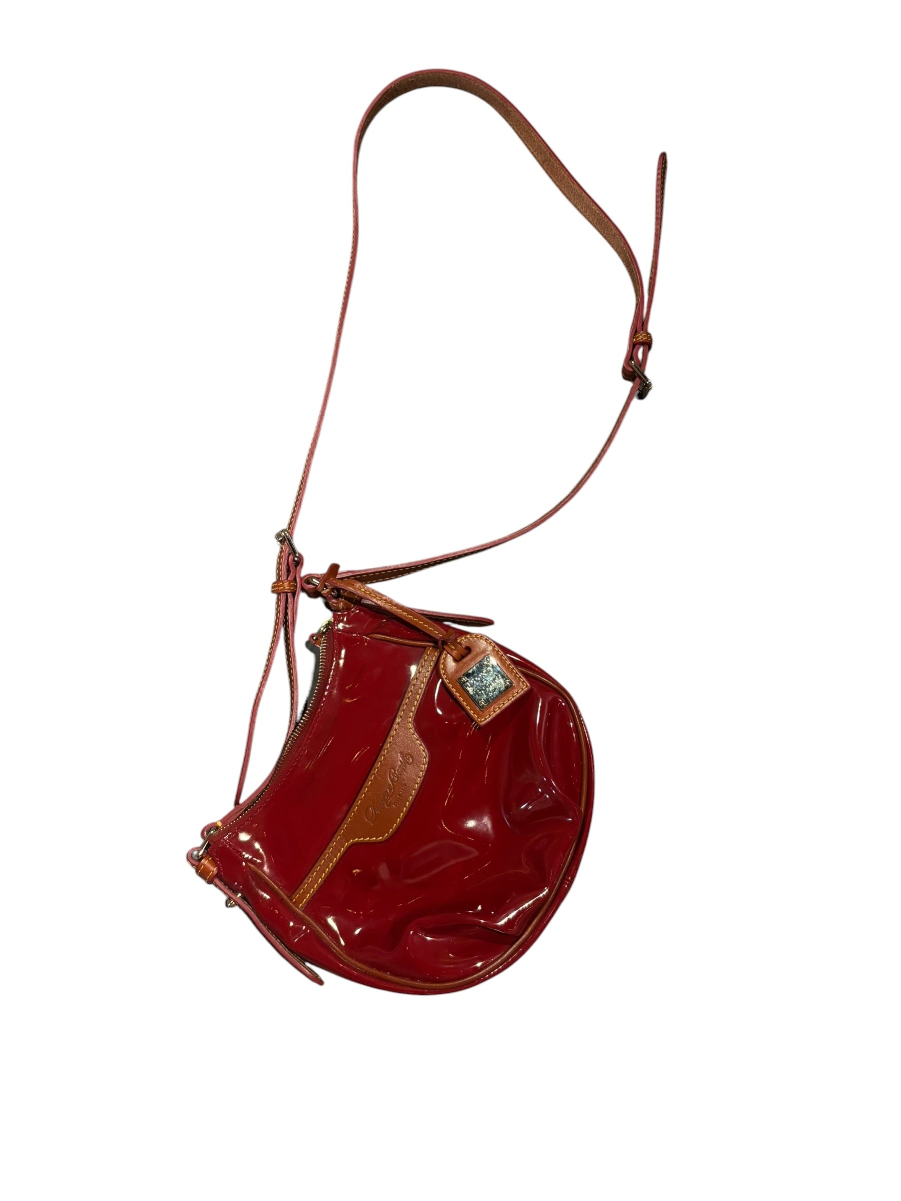 red brown dooney and bourke patent crossbody