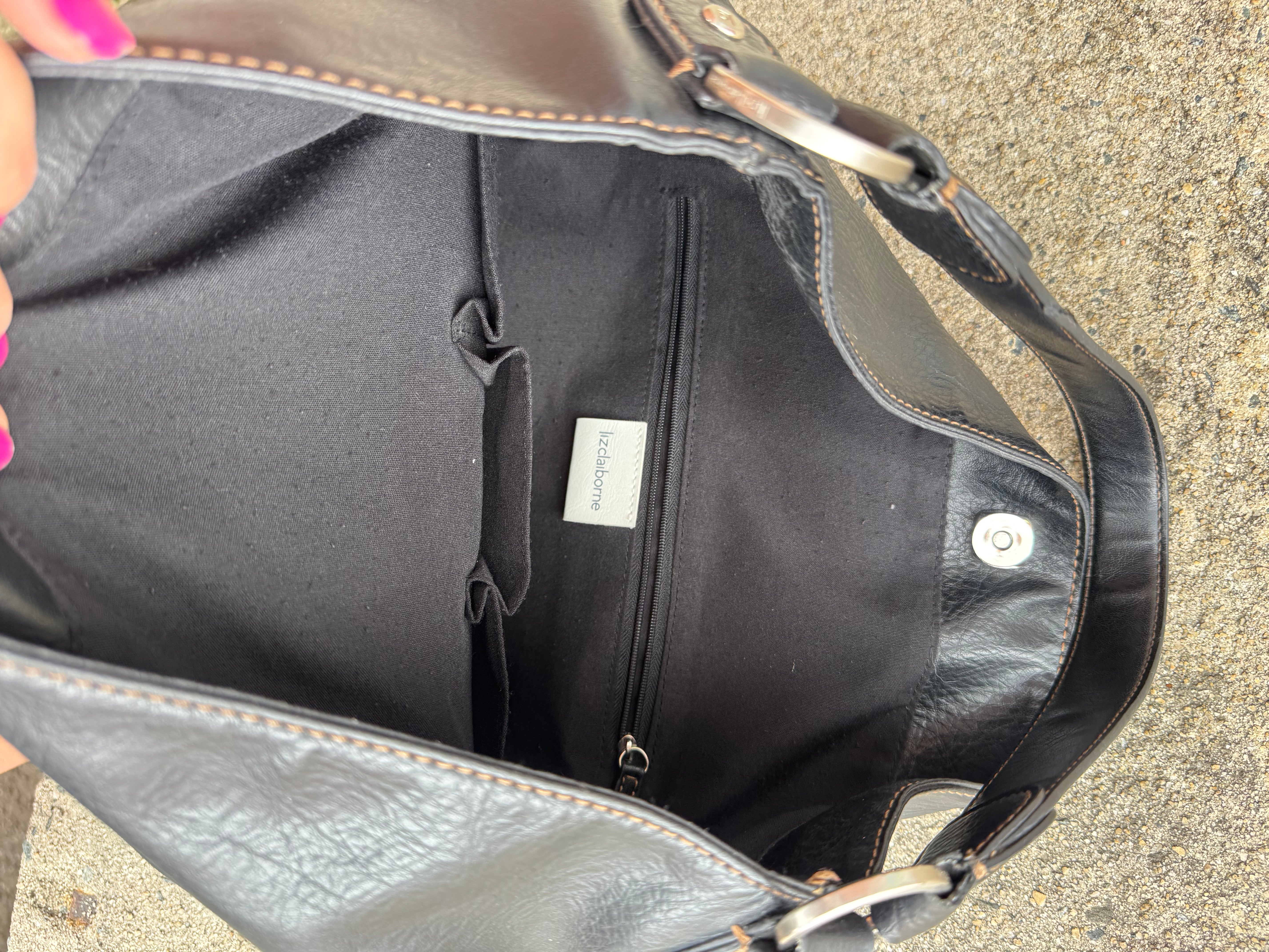 black liz claiborne leather bag