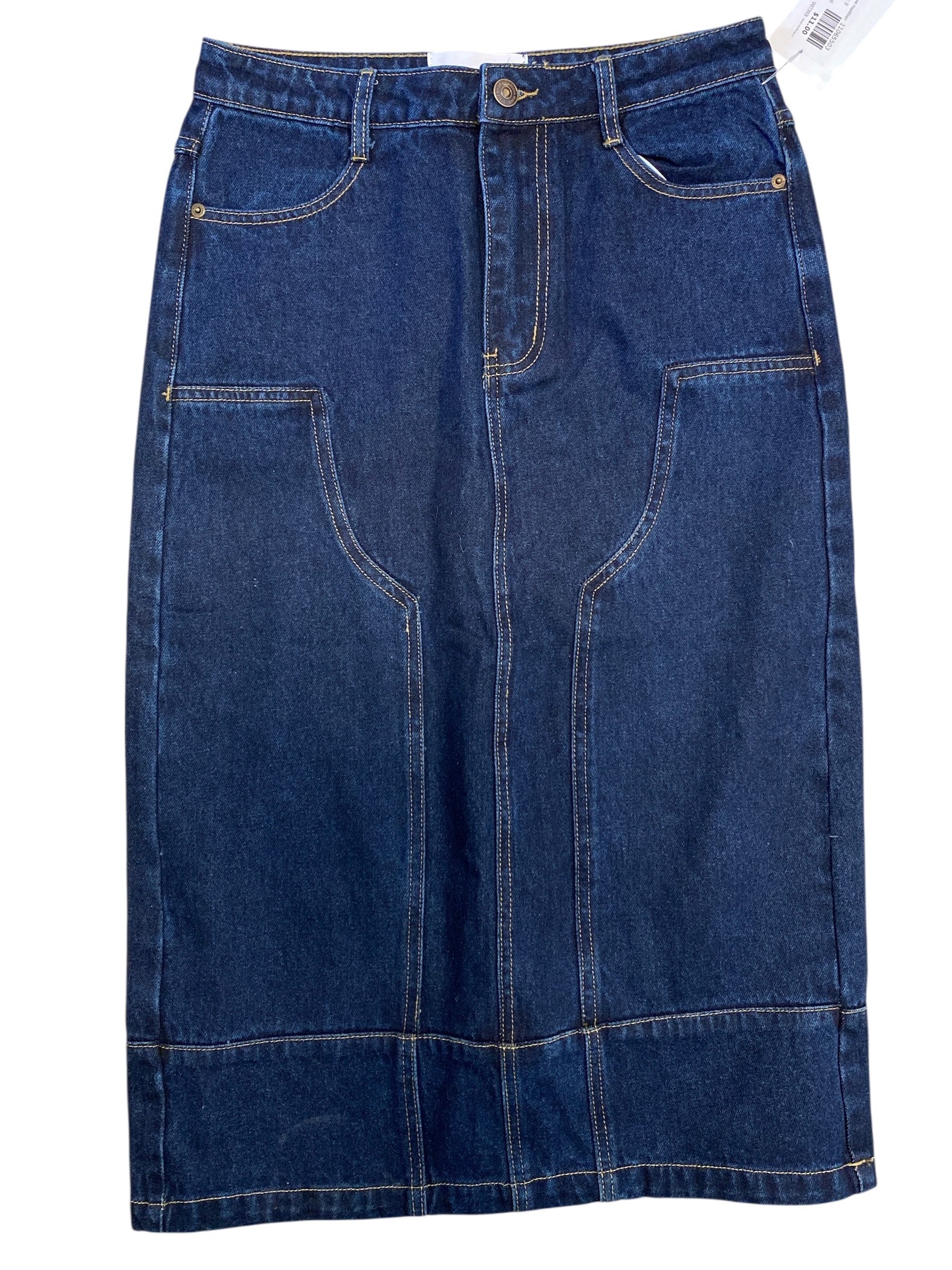 blue steve madden denim midi skirt, S