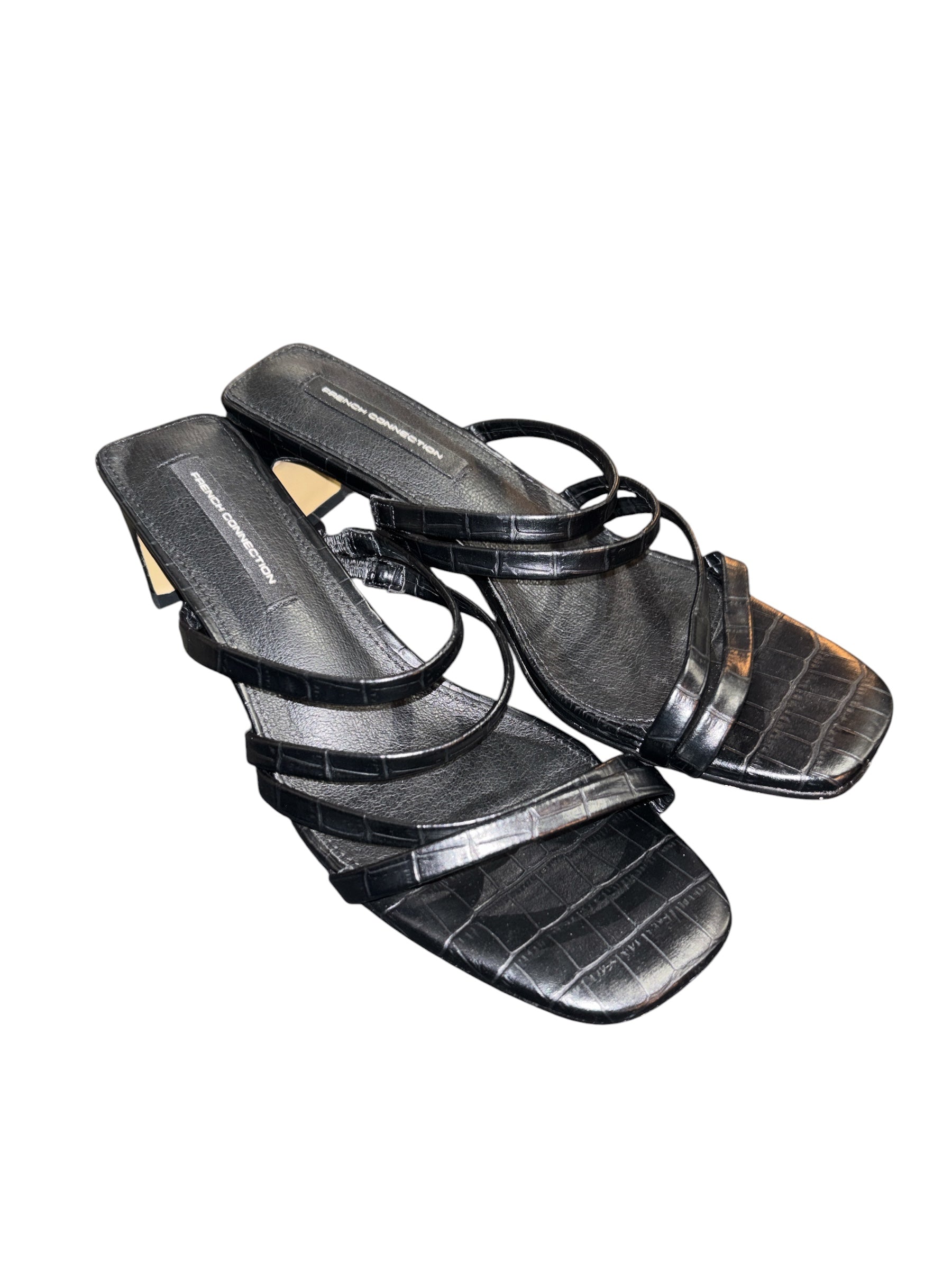 black french connection strappy kitten heels, 8