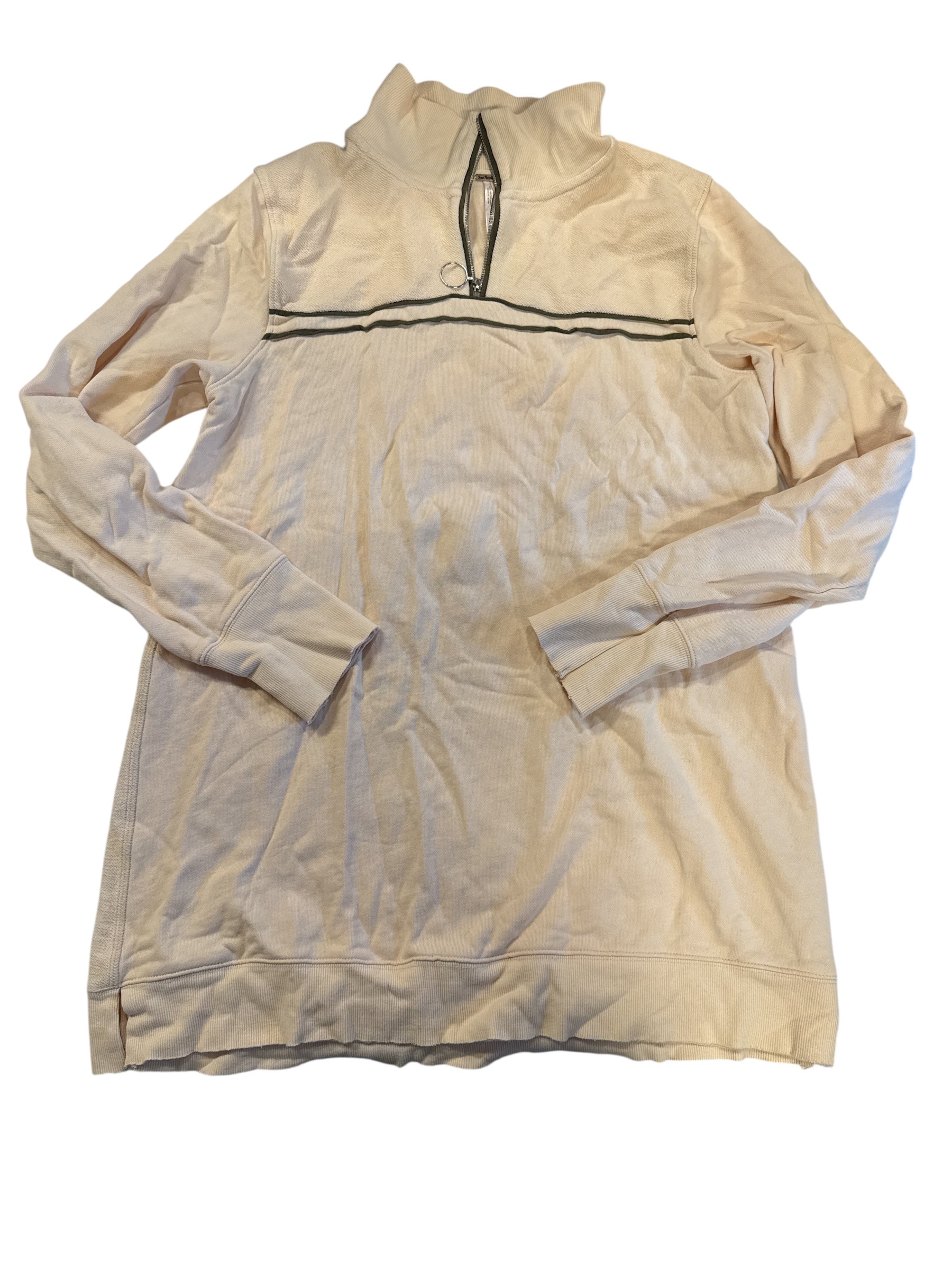 cream free people 3/4 zip, L
