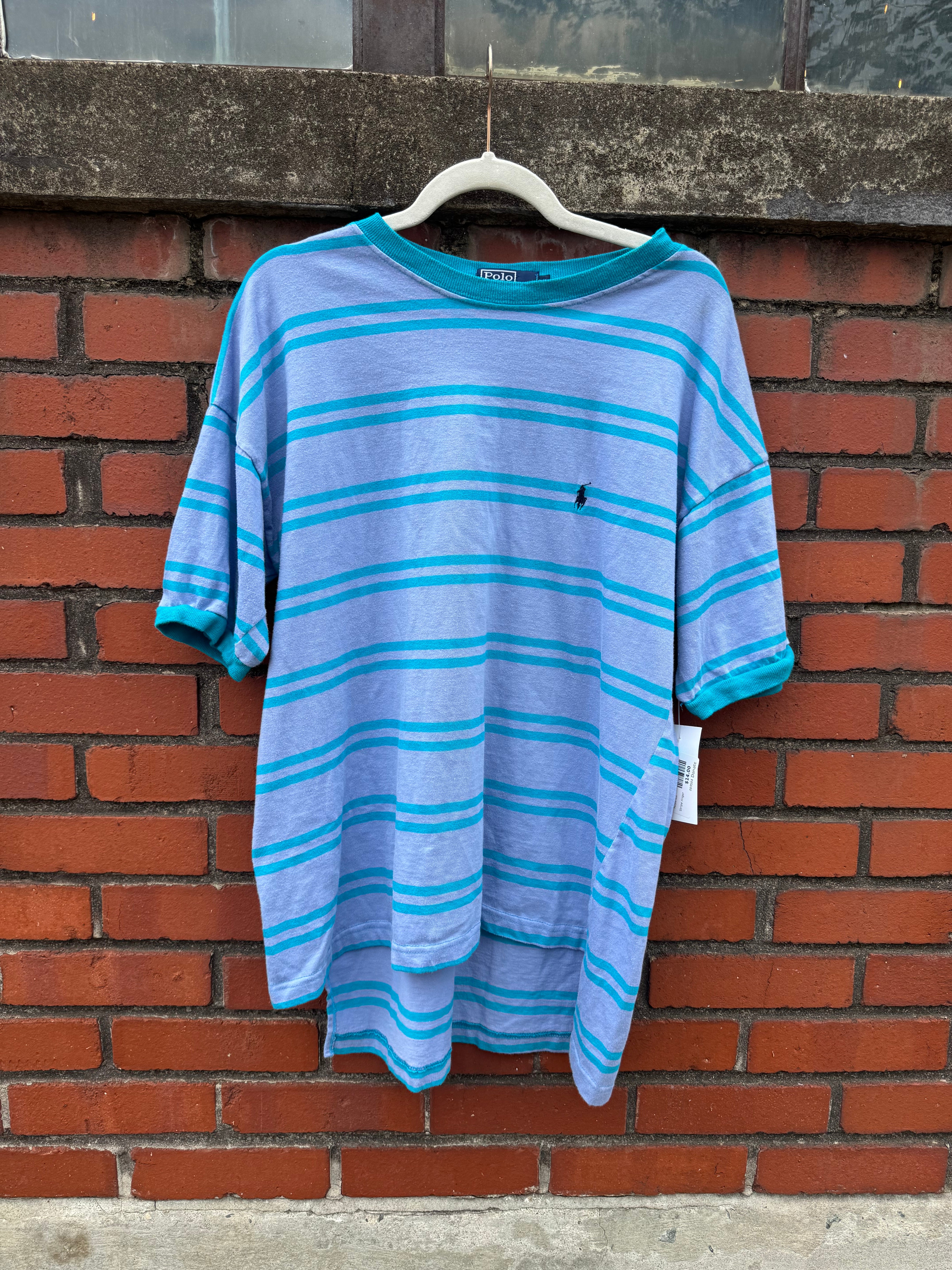 Purple teal Ralph lauren Stripe ringer, Xl