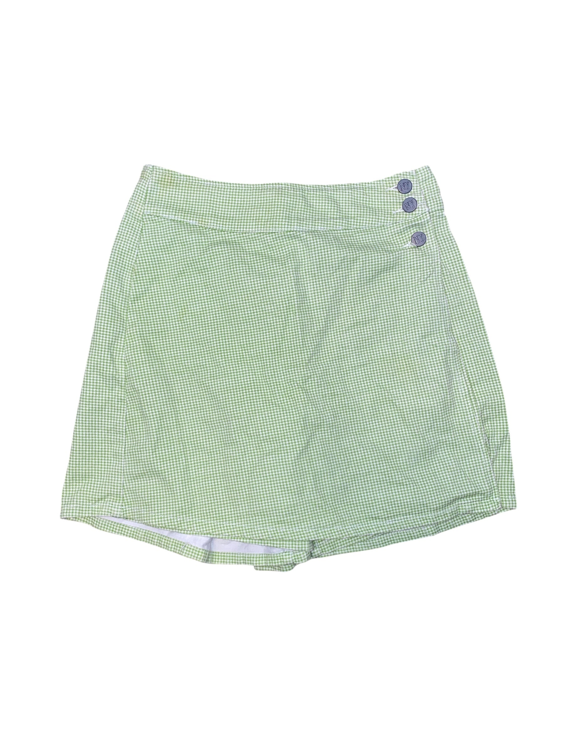 Green white NY Jeans Plaid wrap mini skirt, 6