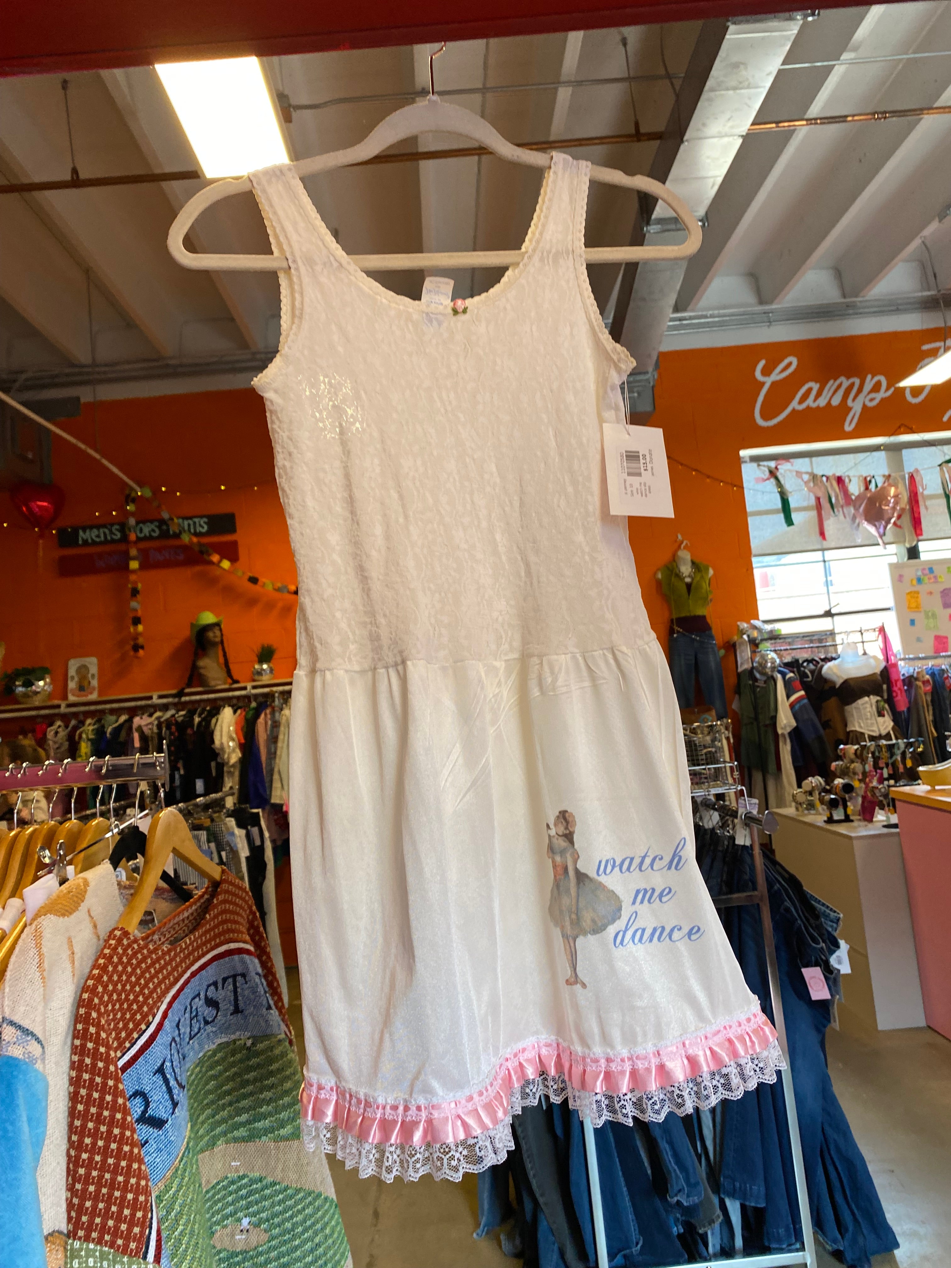 white jc penney watch me dance slip dress, 10