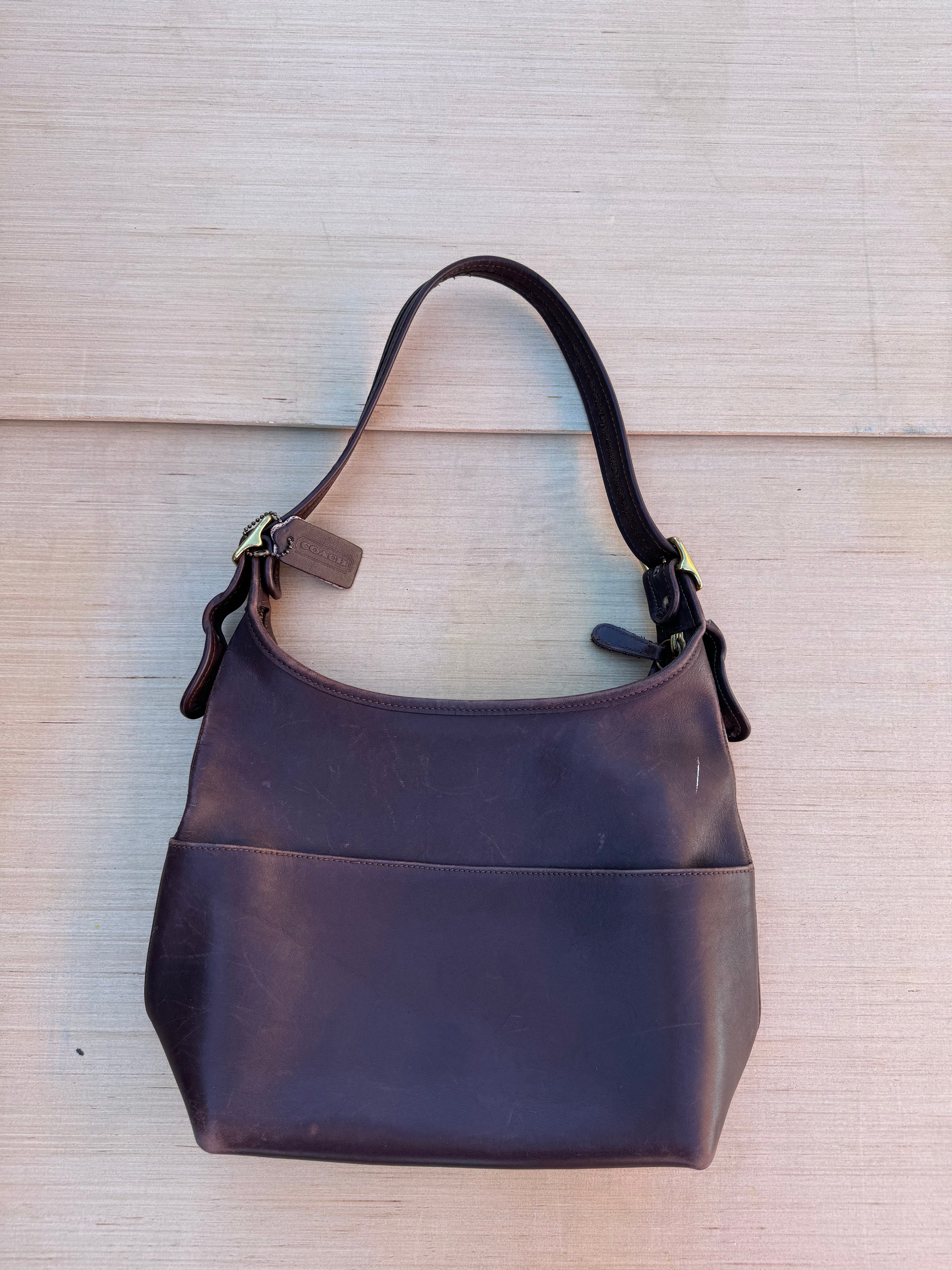 brown coach leather bag