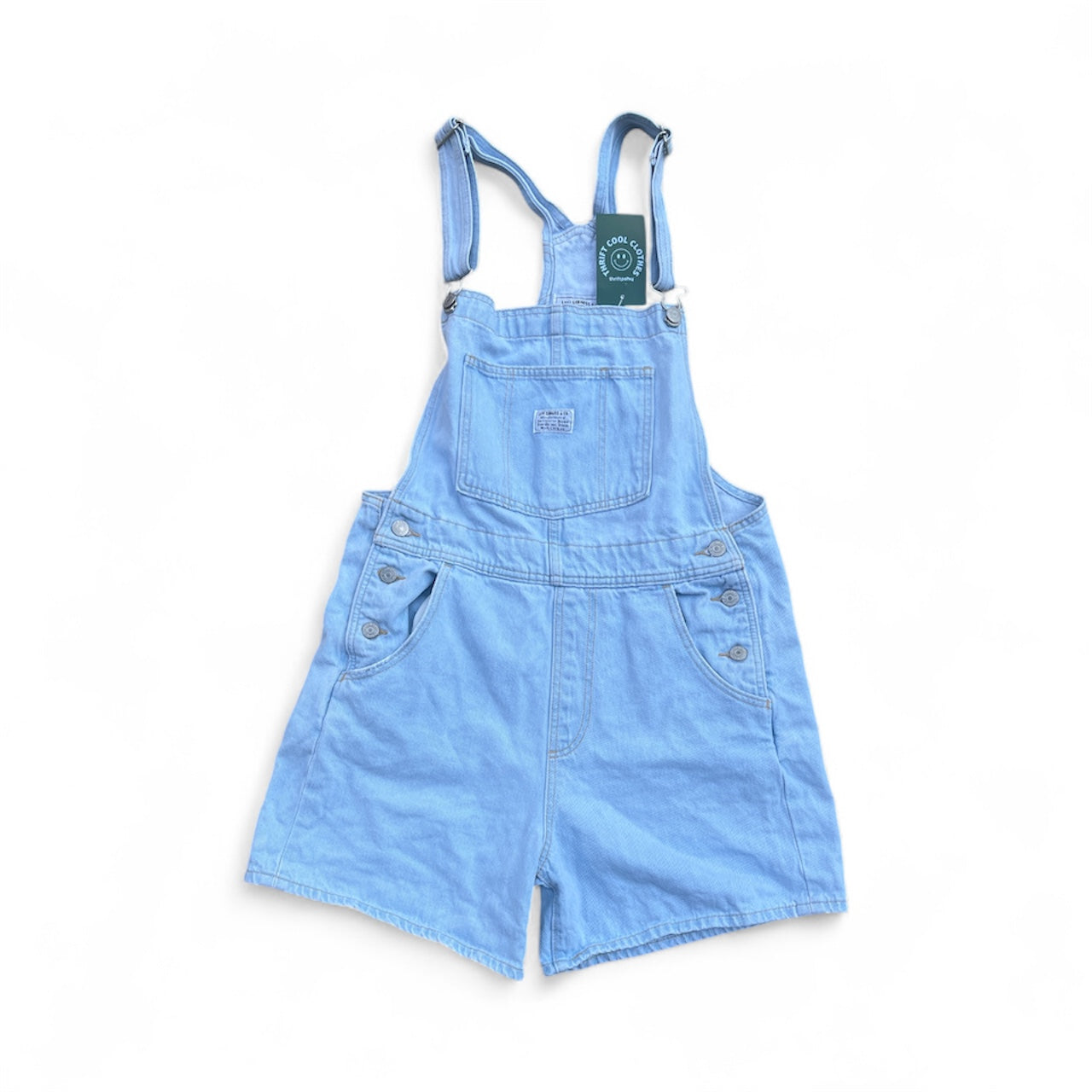 blue Levis short overalls, M