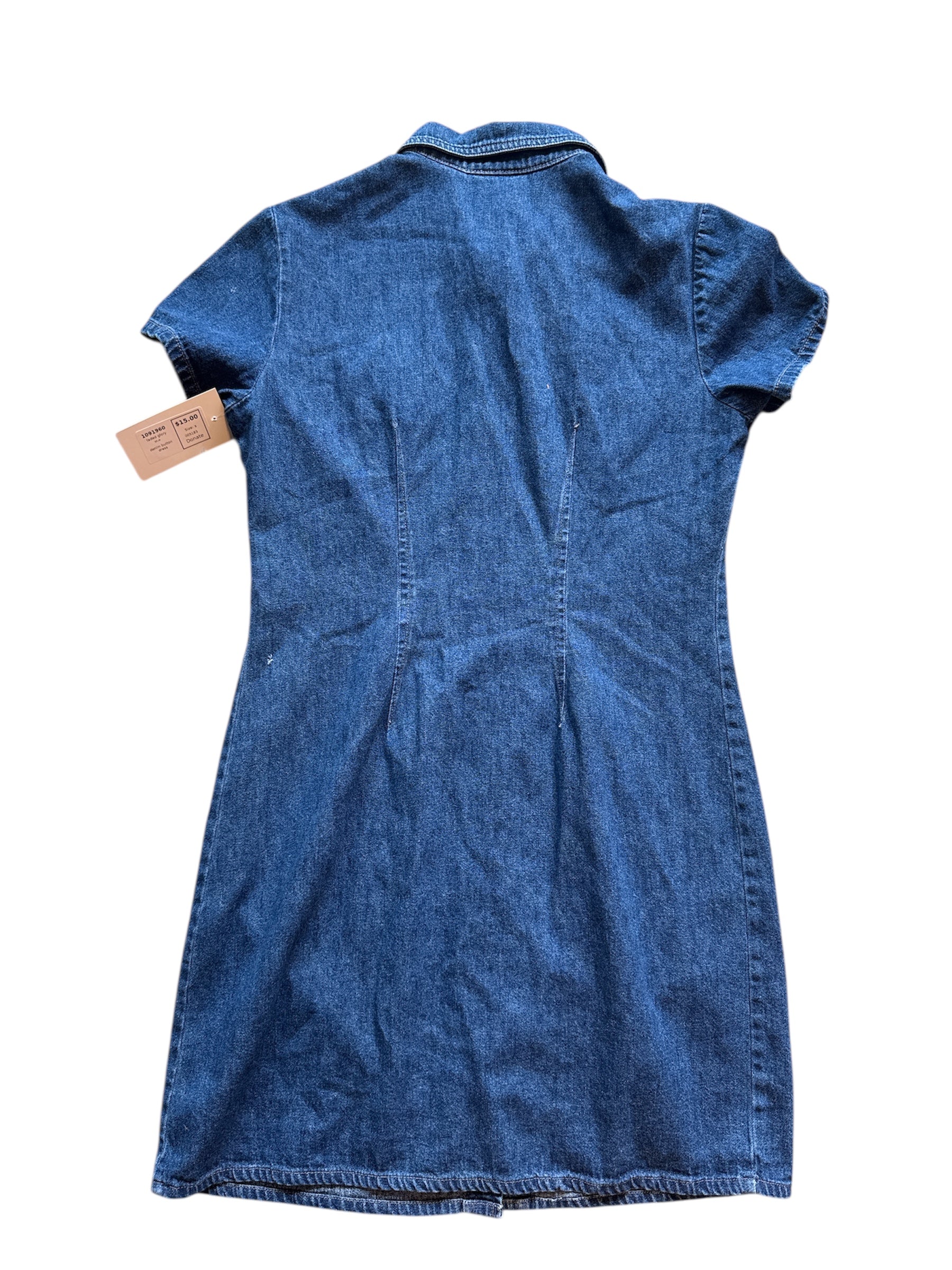 blue faded glory denim button dress, s