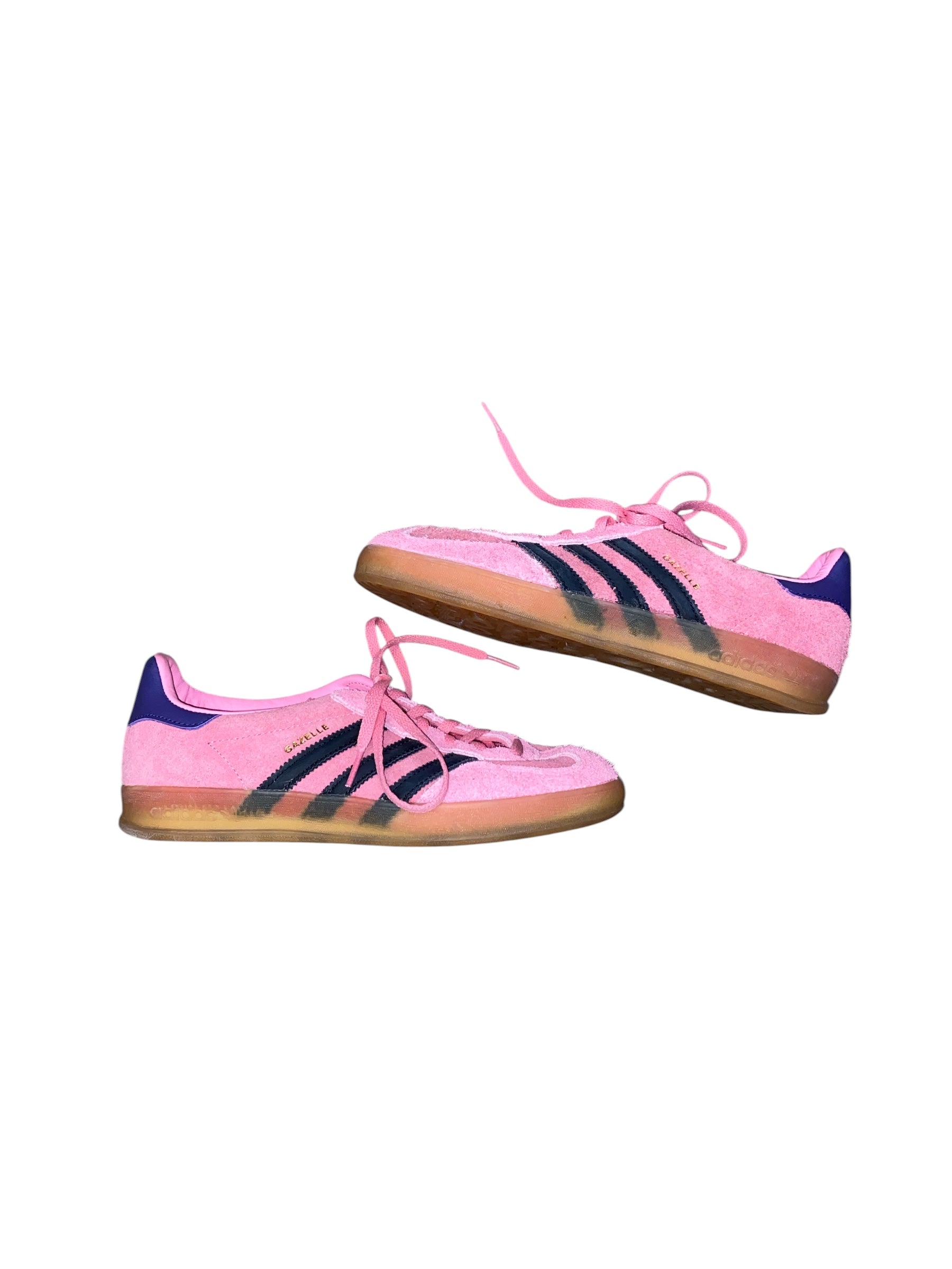 pink blue adidas lowtop gazelle sneakers, 7
