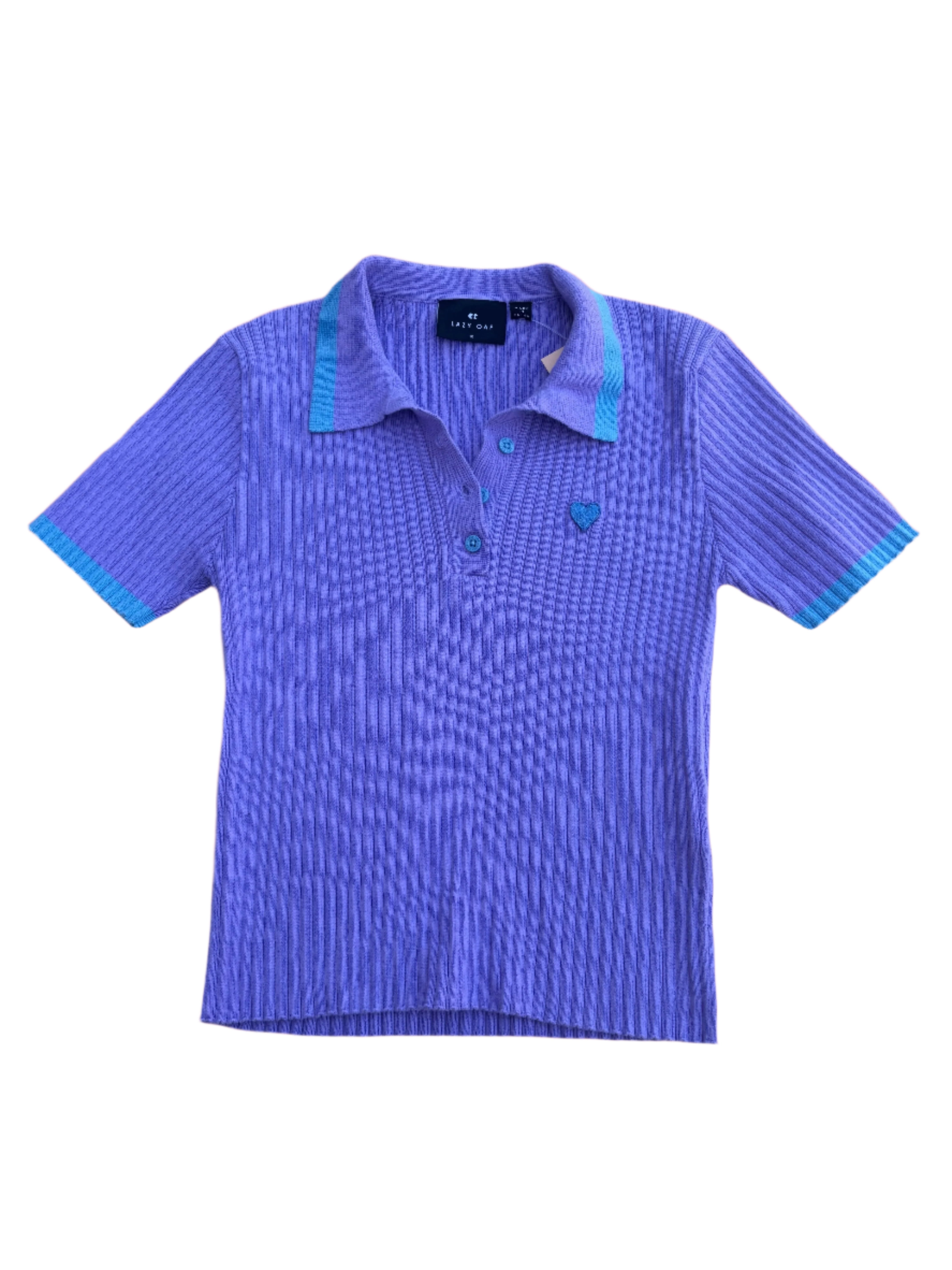 Purple Lazy oaf Collar top with lil heart, L