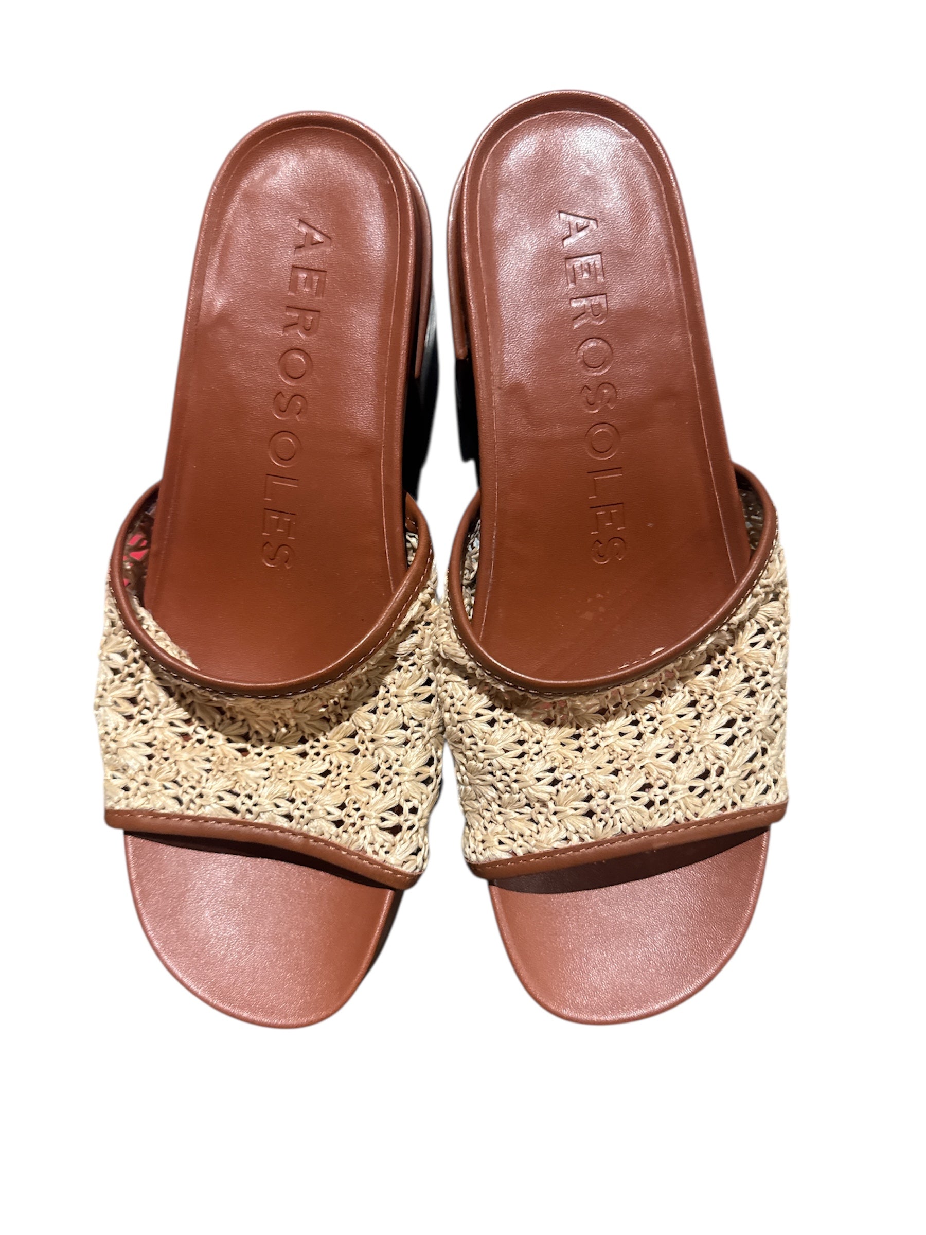brown cream aerosoles sandals w weave, 9.5