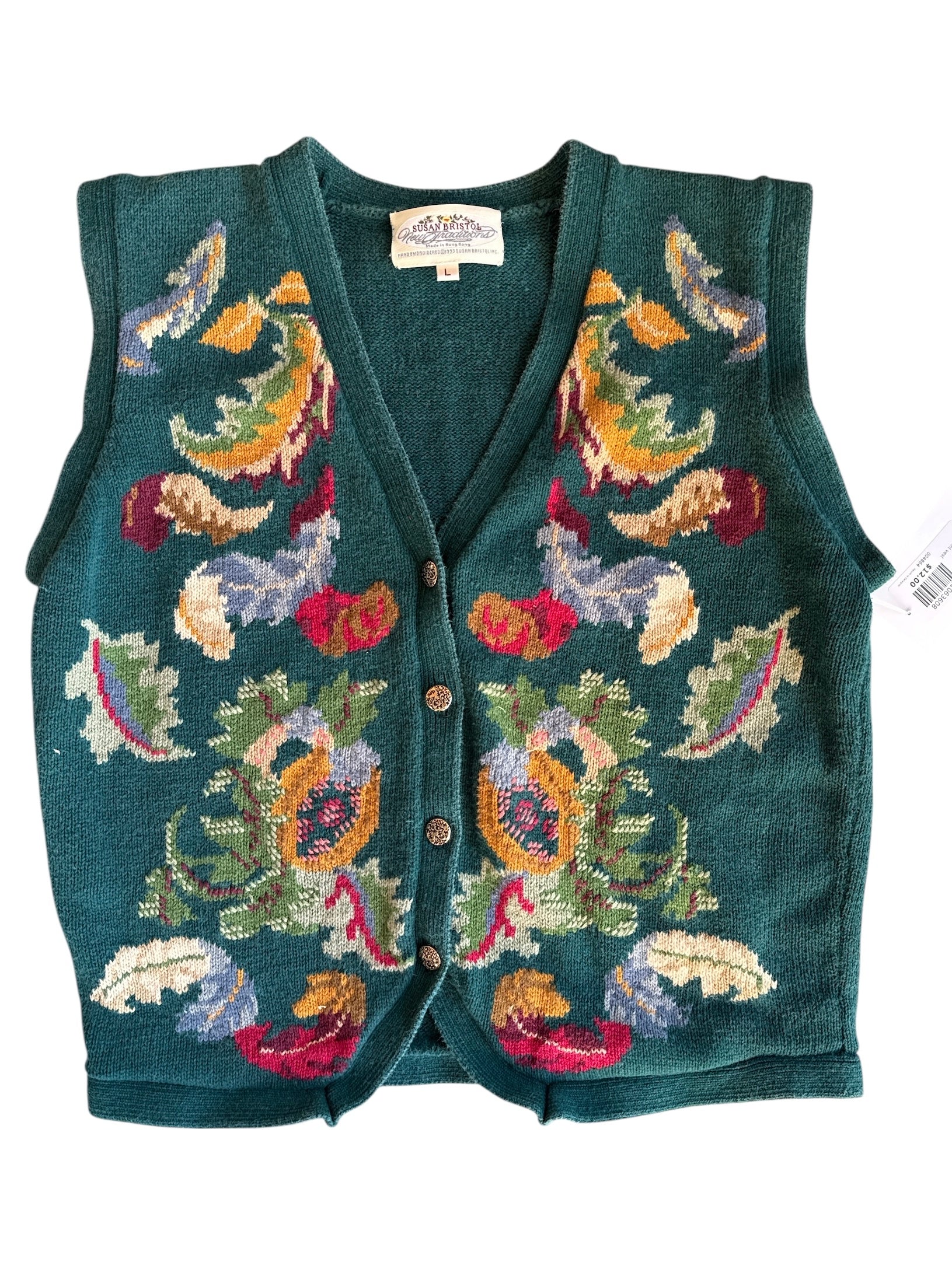 green new traditions leaf print vest, L