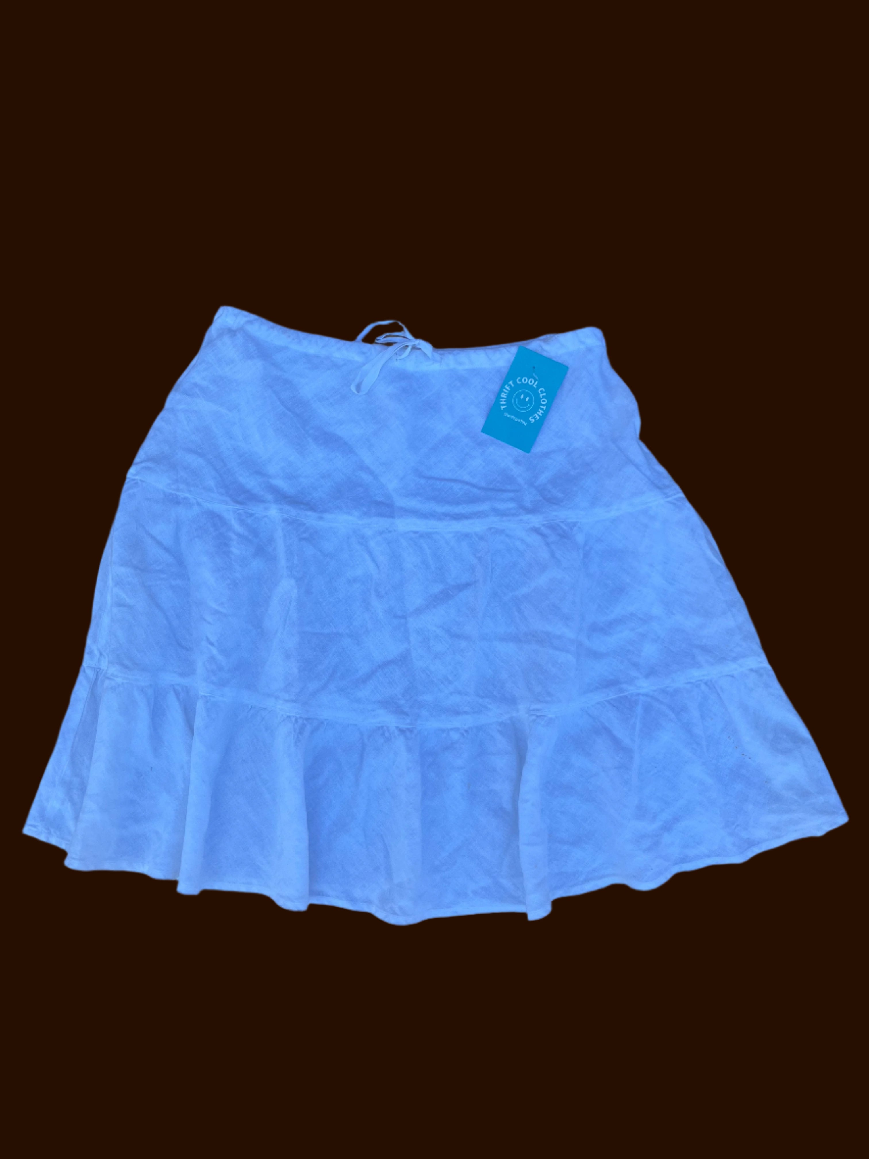 white allen allen linen mini skirt, m