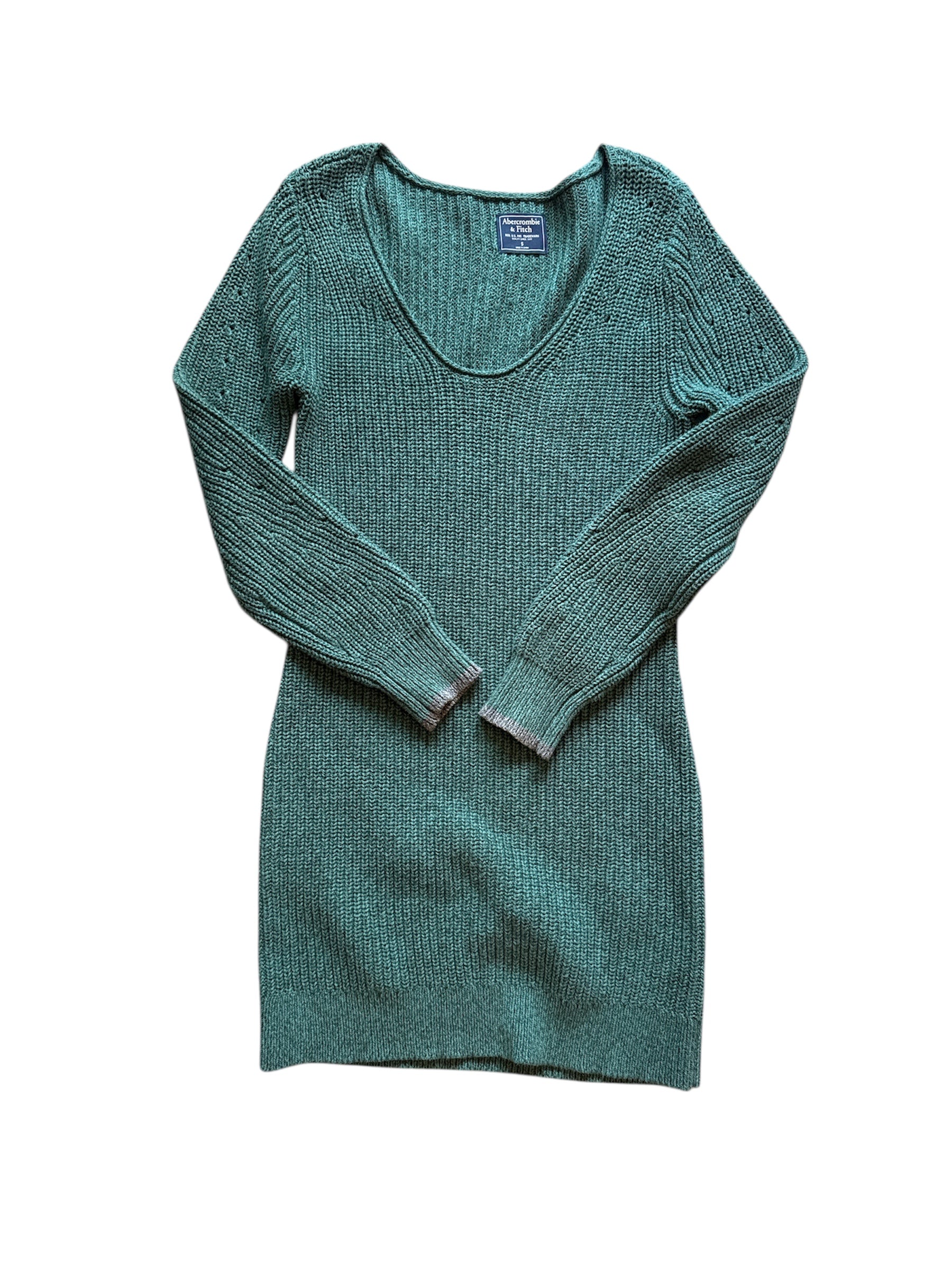 green Abercrombie knit ls scoop neck bodycon dress, s