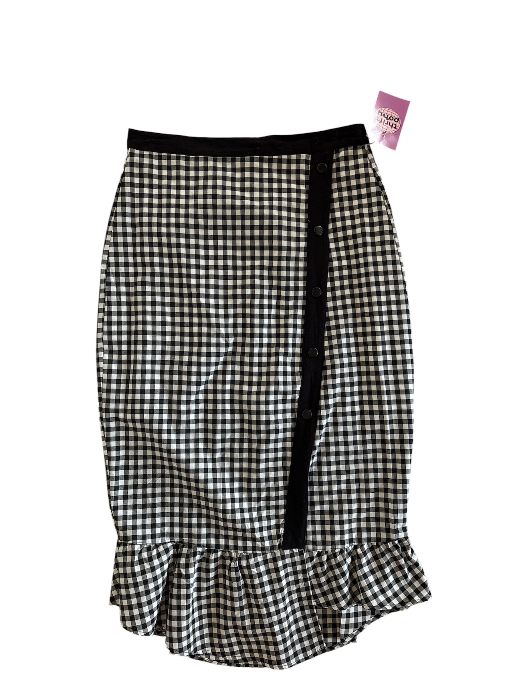 black white bcbgeneration NWT gingham midi skirt, 4