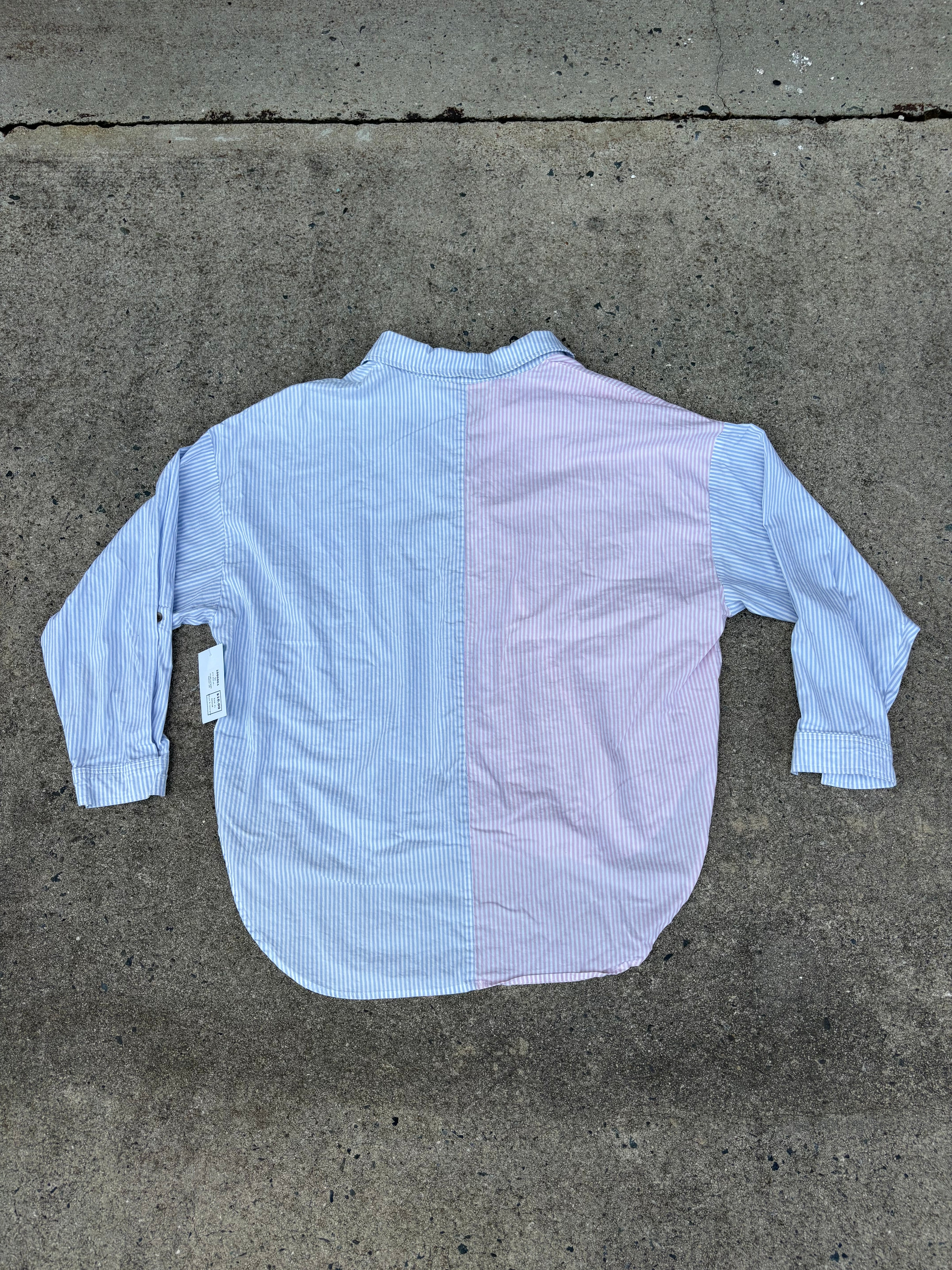 pink blue white So multi striped  button up, XL