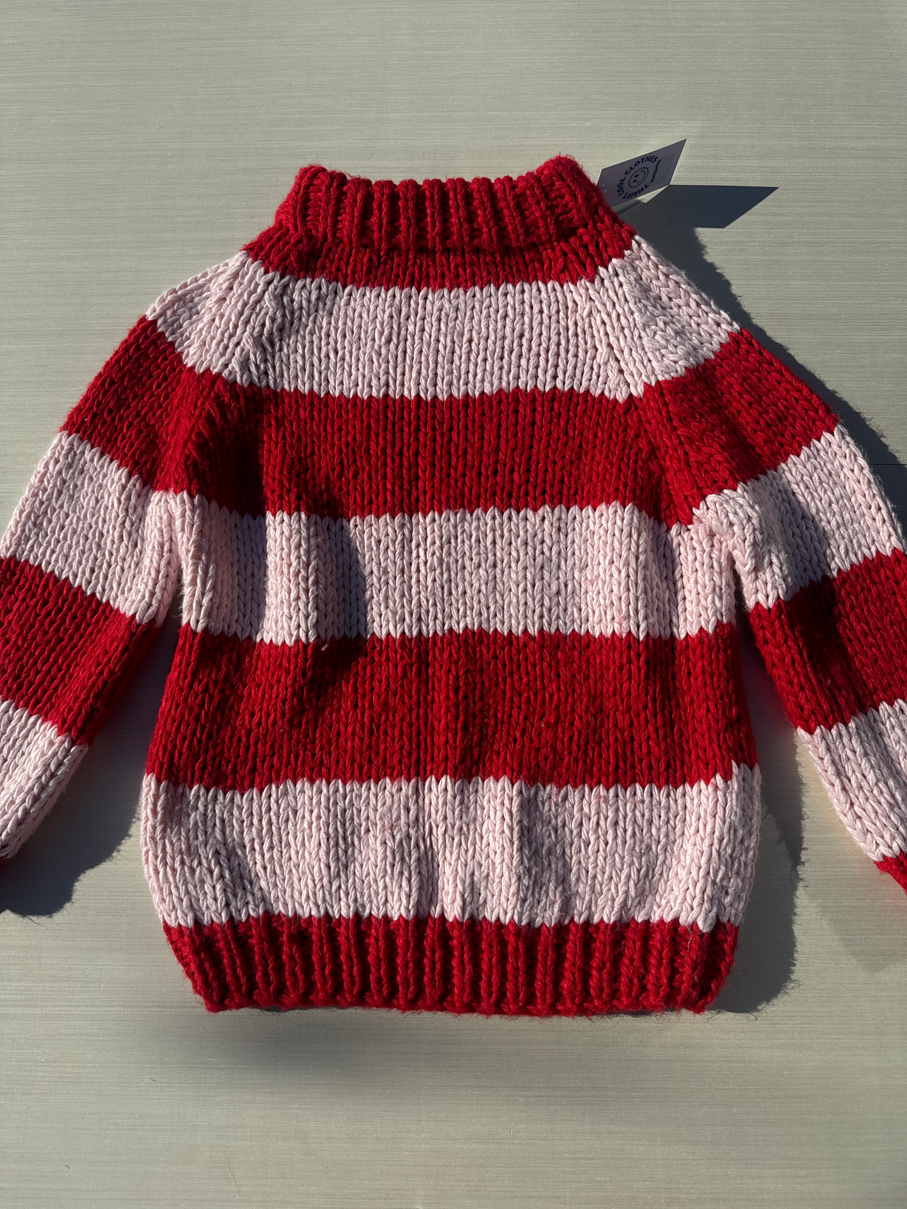 Pink red Chicwish Striped hand knit sweater, M