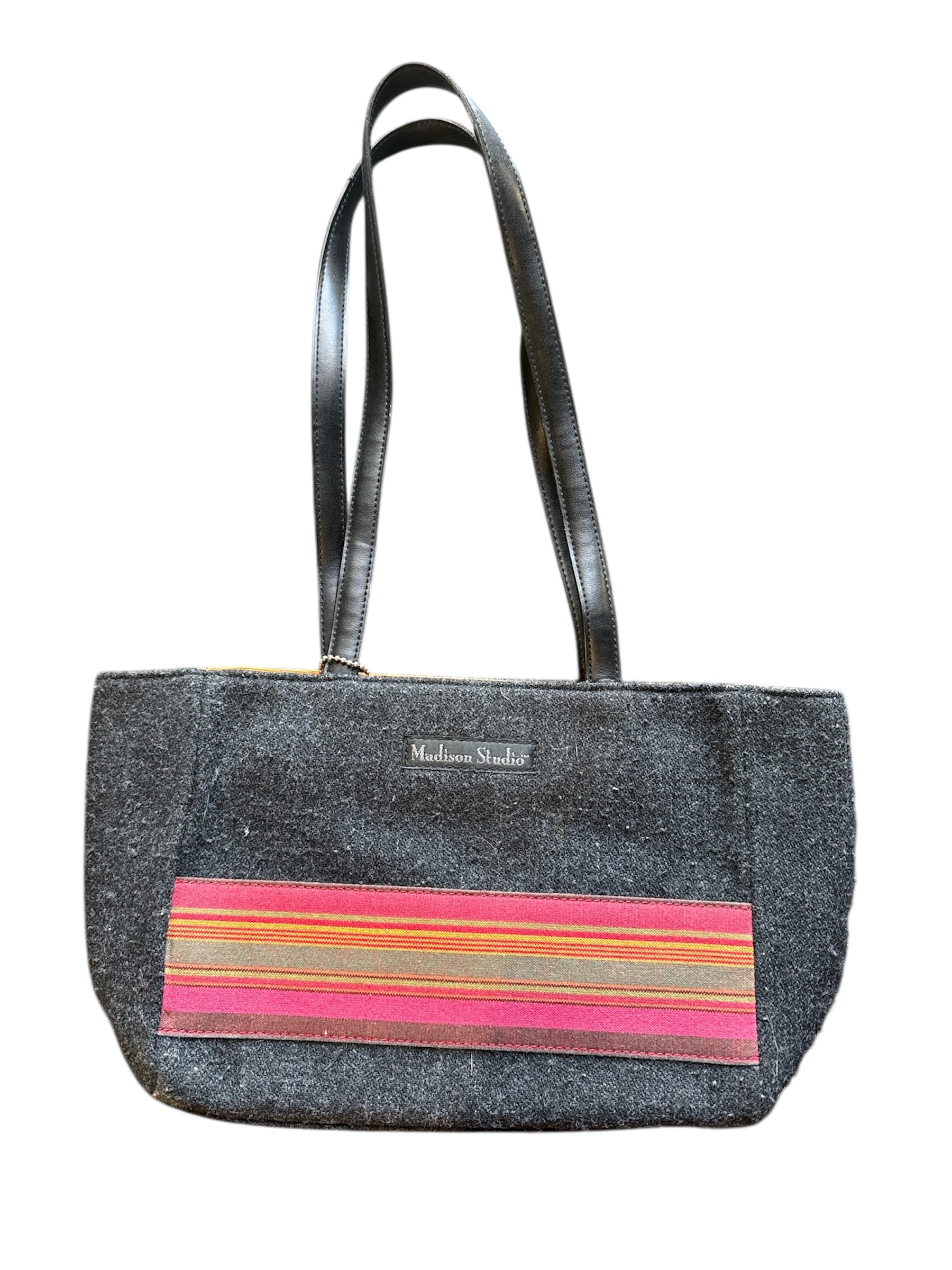Gray striped Madison studio Felt bag
