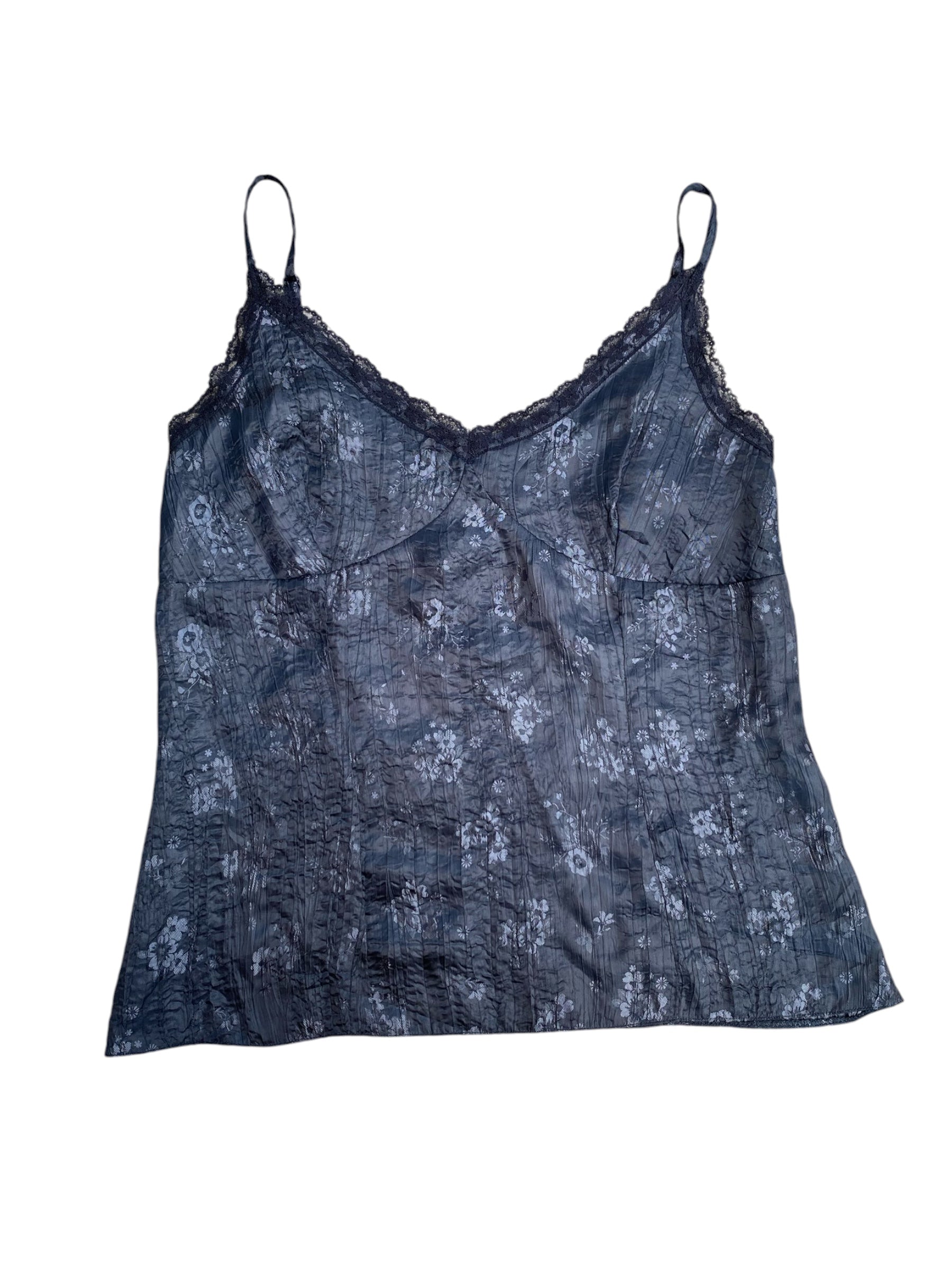 black in extenso silky floral cami, L