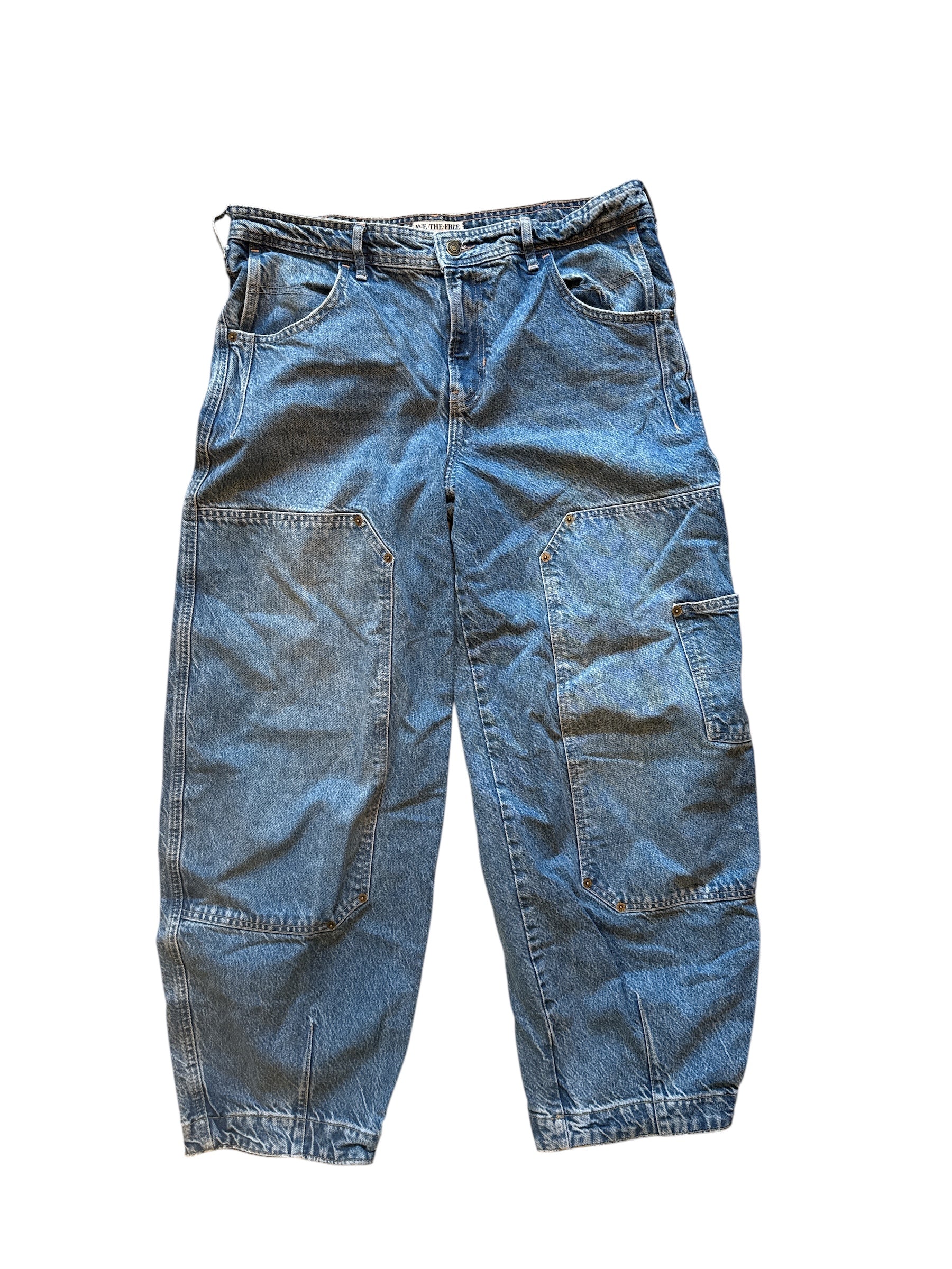 blue free people cargo jeans, 31