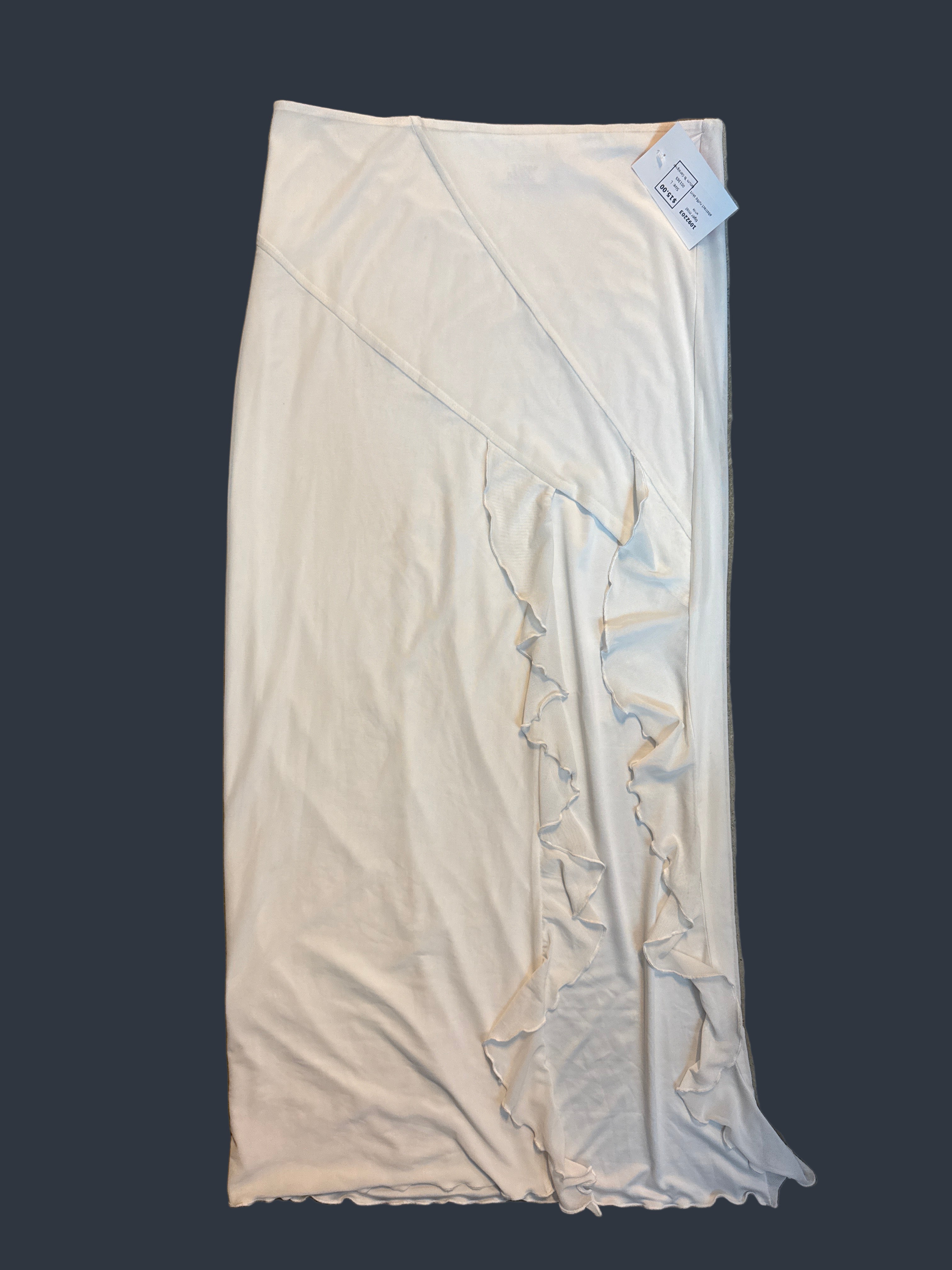white tiger mist abstract ruffle skirt, L
