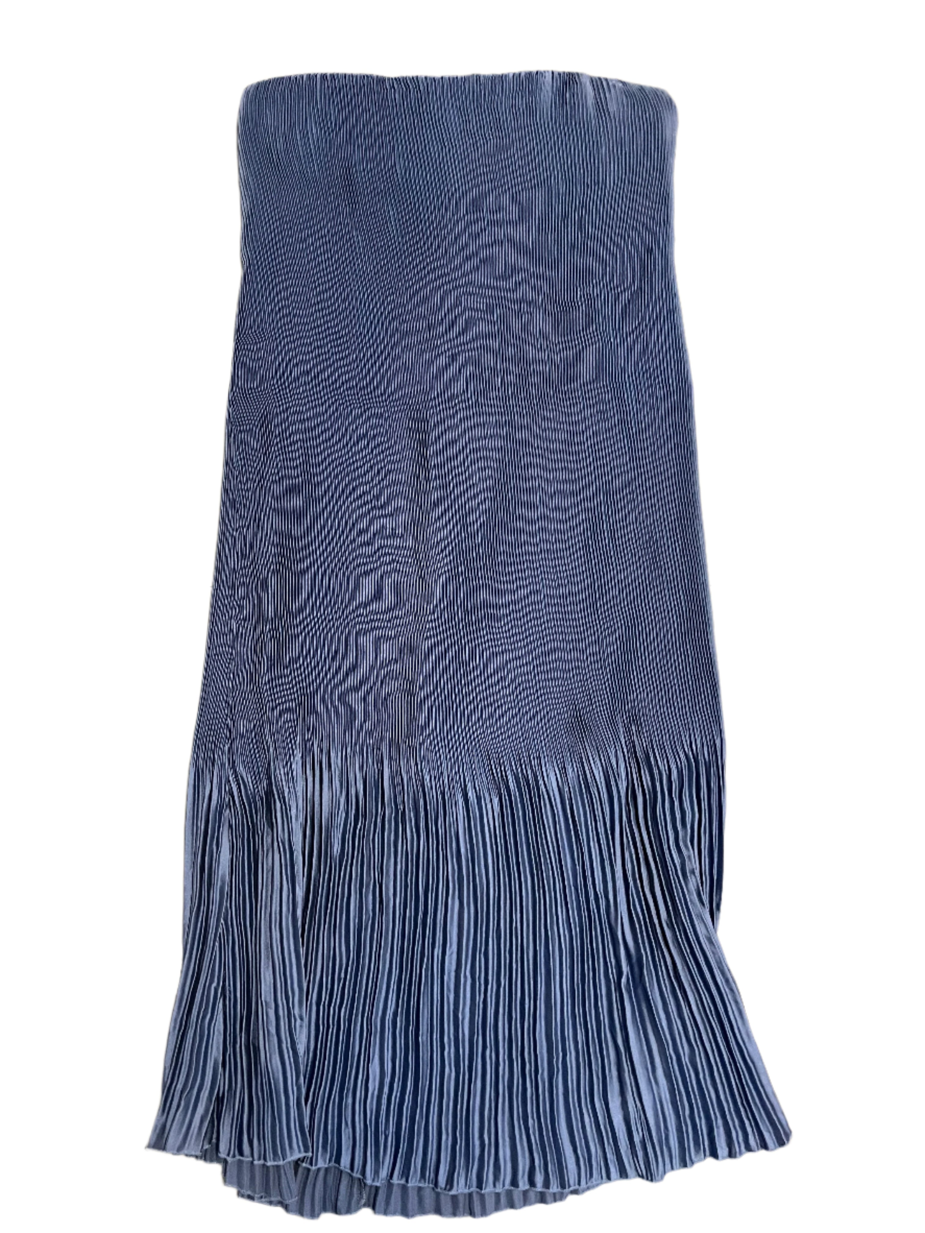 blue abercrombie pleated strapless midi dress, xl