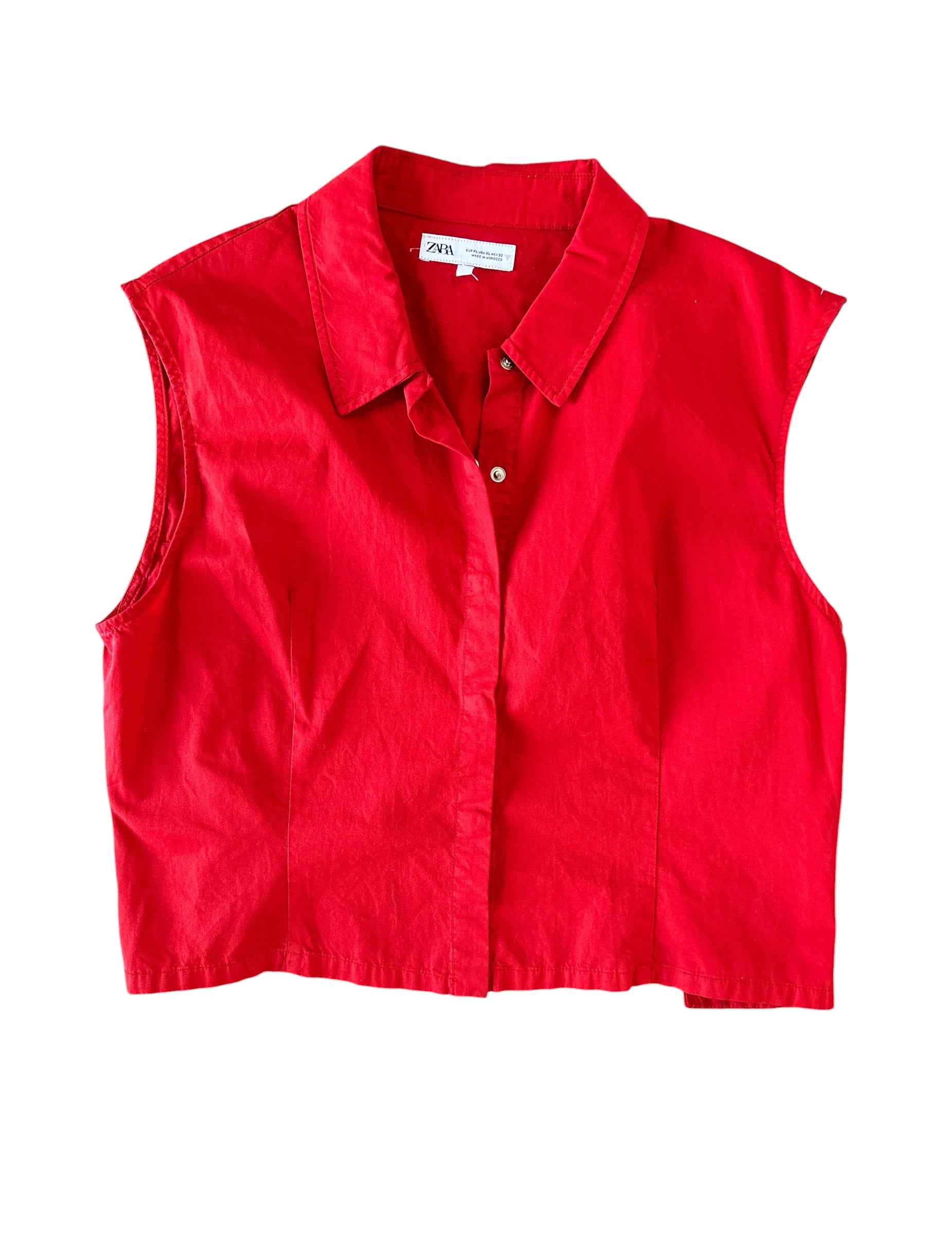 red zara open back tie tank, xl