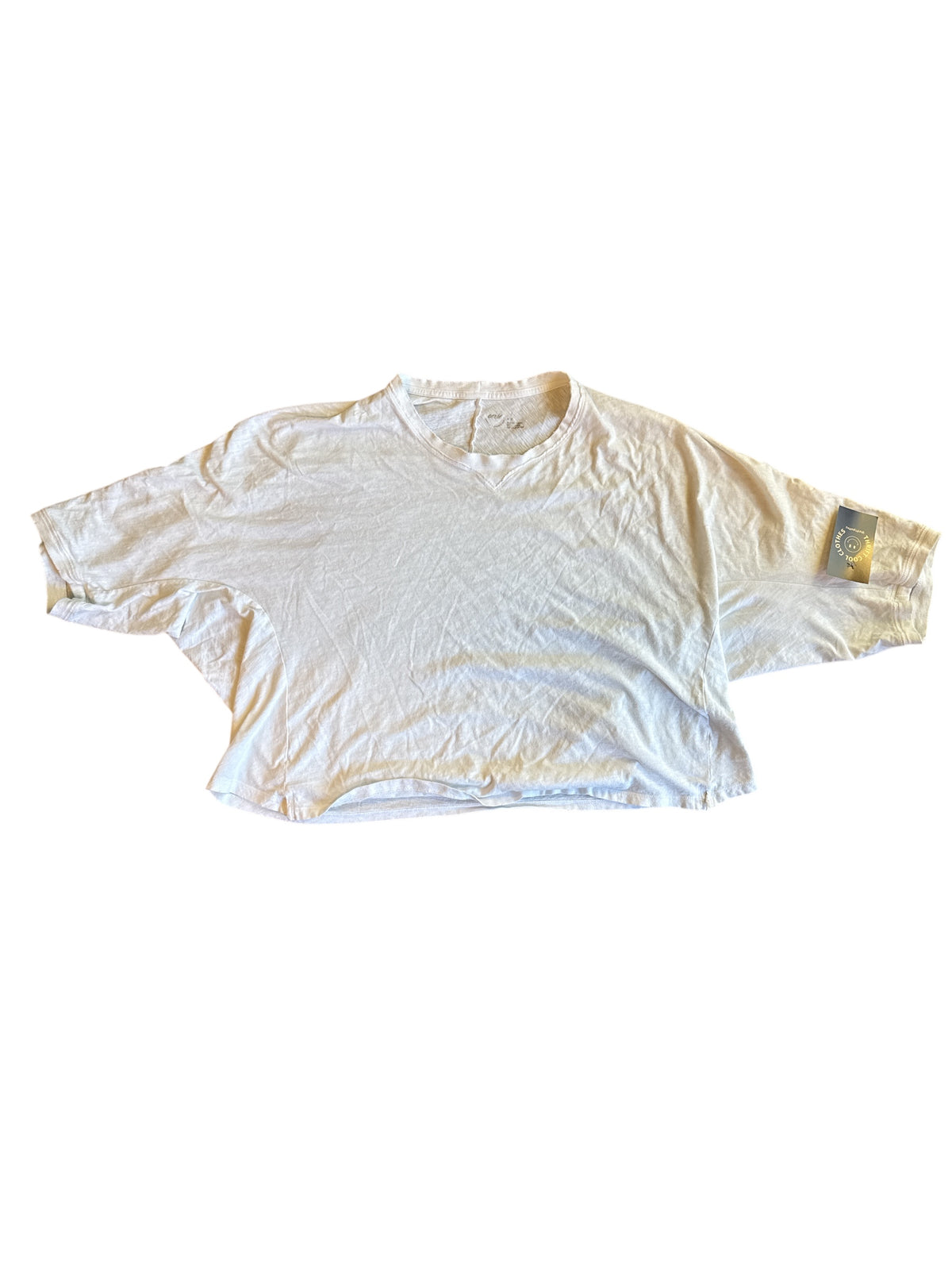 white aerie heathered v neck top, m