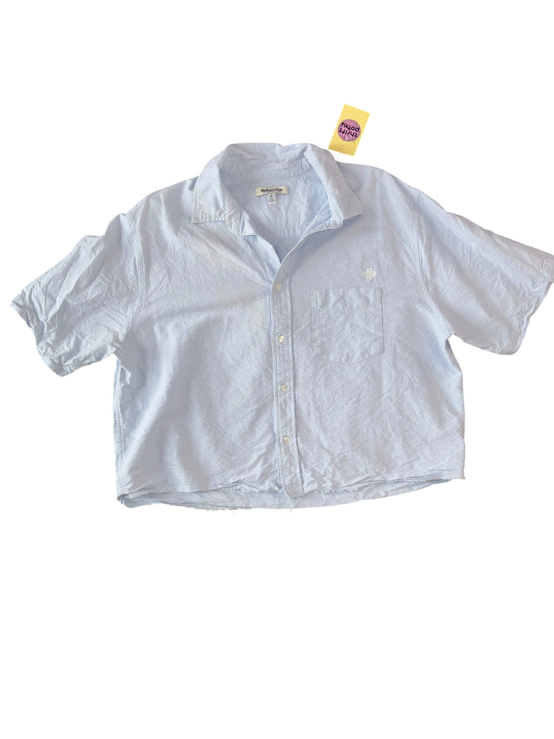 blue urban outfitters Cropped button up, L
