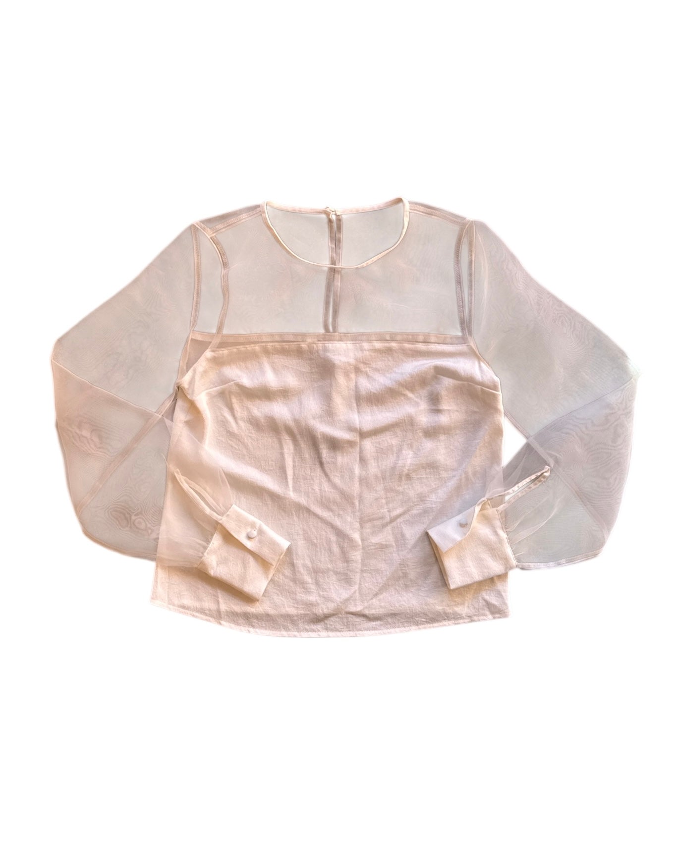 cream express half sheer ls top, xs