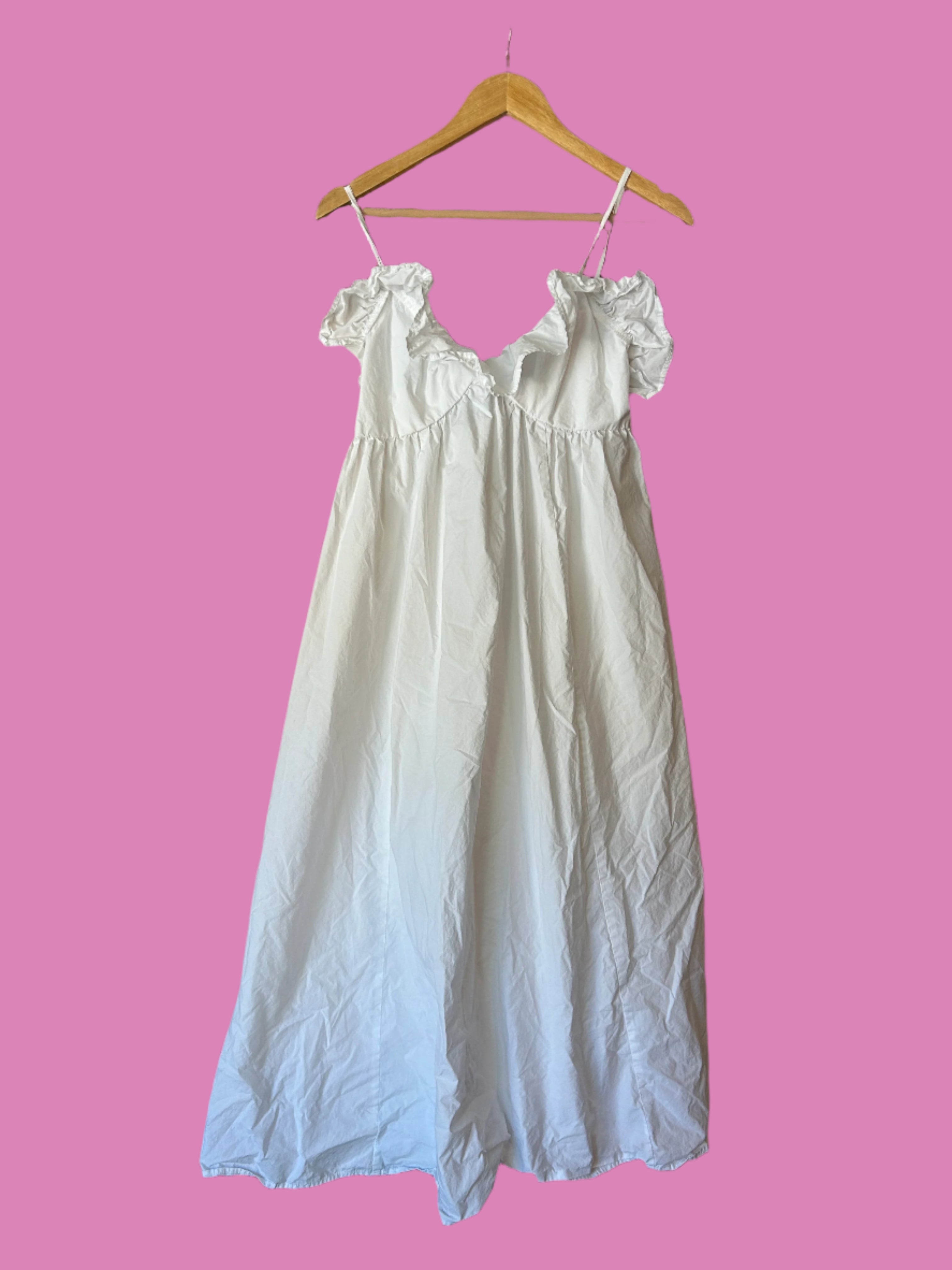 White H&m Ruffle maxi, S