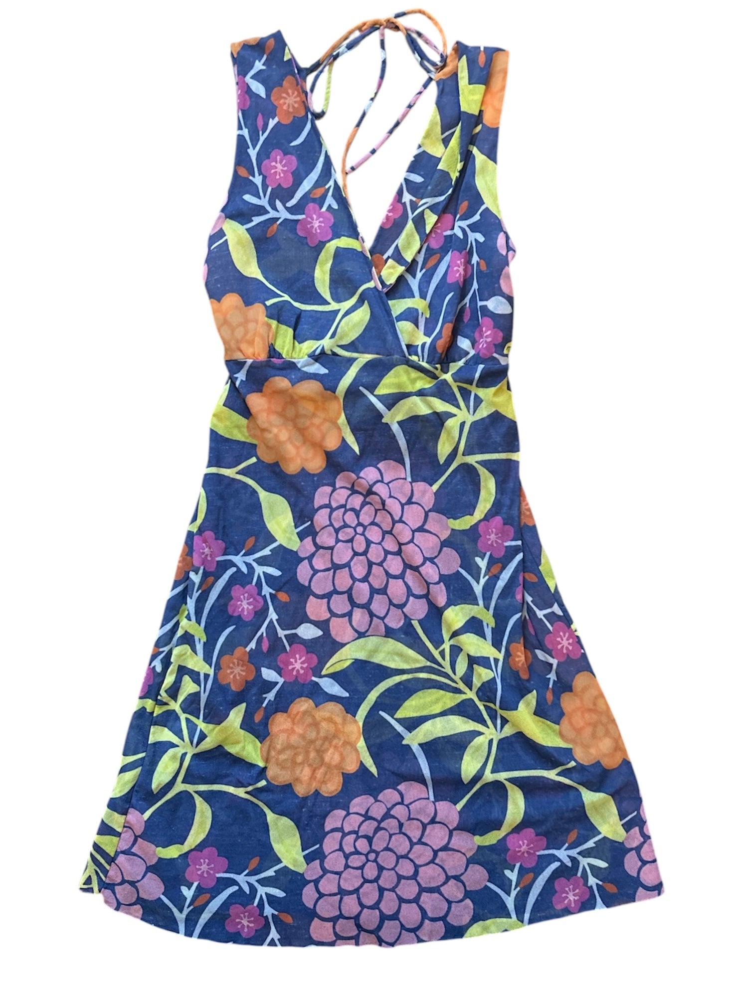 multi sweet pea mesh floral dress, M