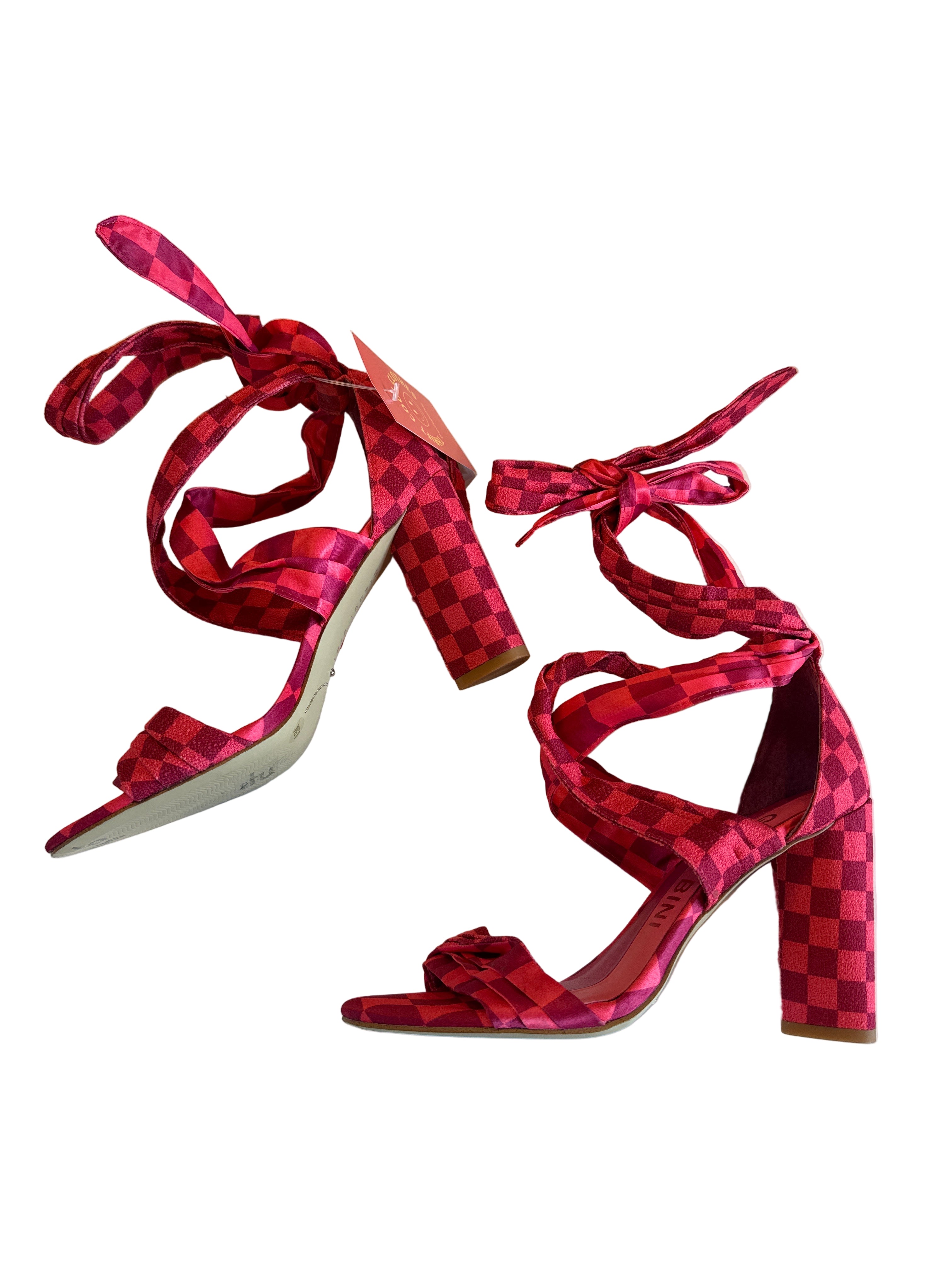 Pink red Gianni bini checkered heels, 8.5m