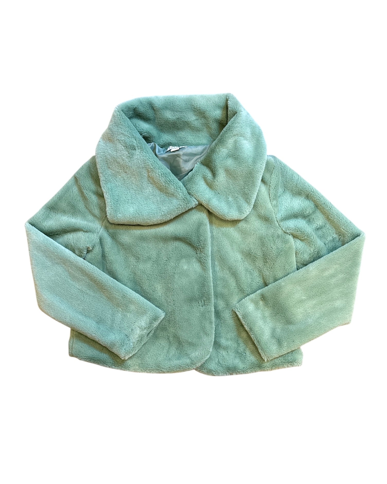 green favlux fuzzy jacket, s