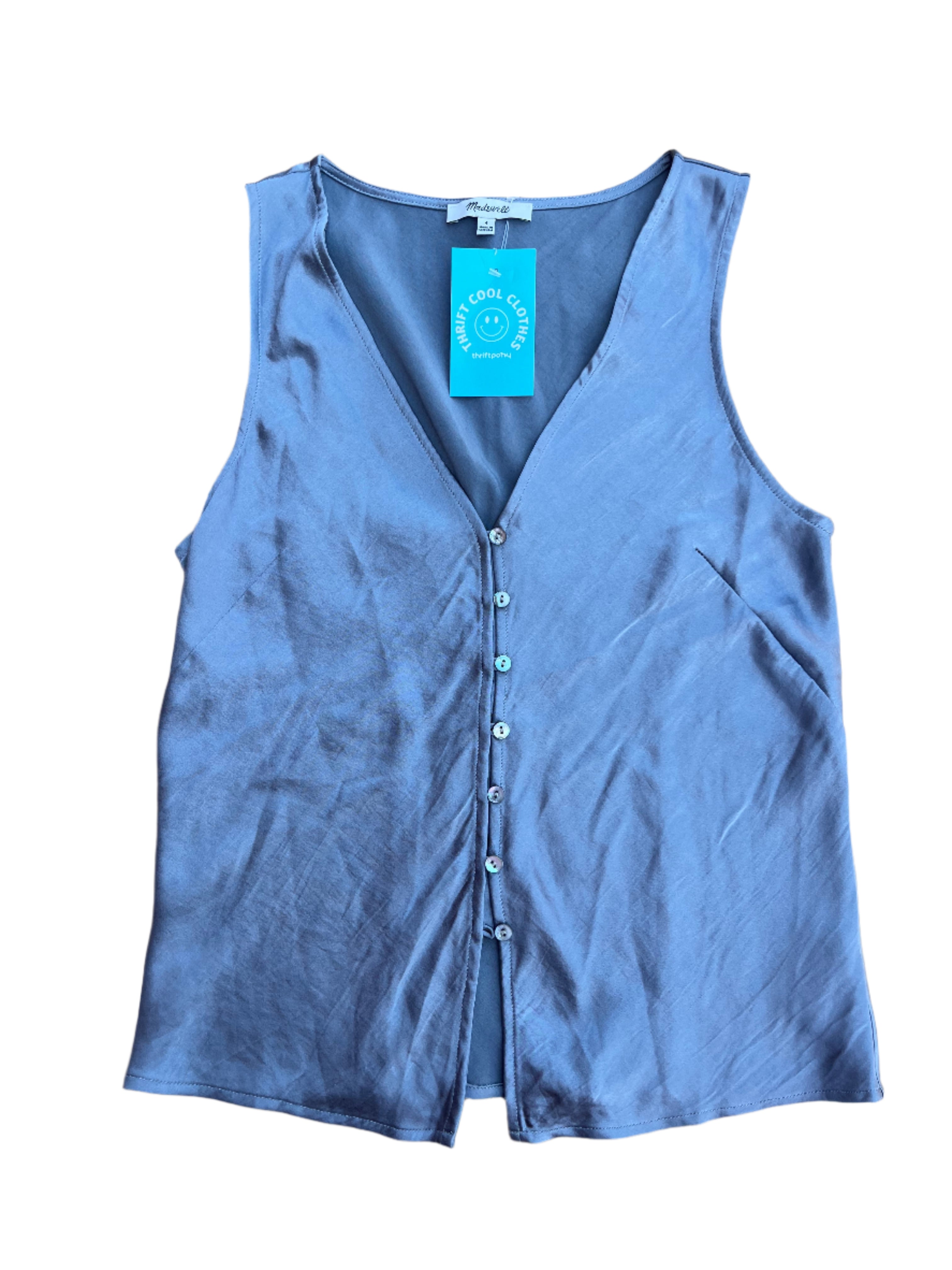 silver madewell silky button tank, 4