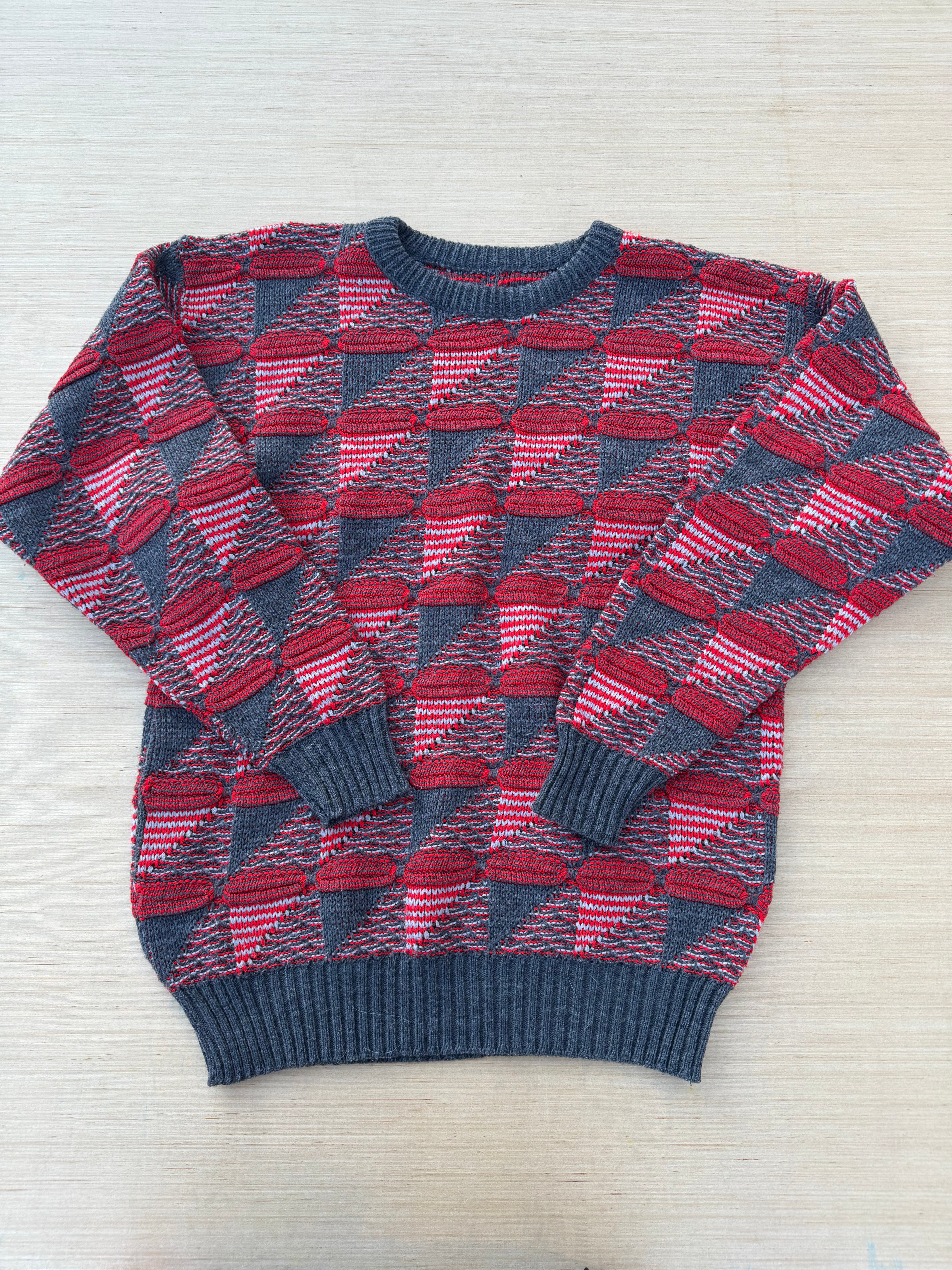 red grey  funky knit sweater, L