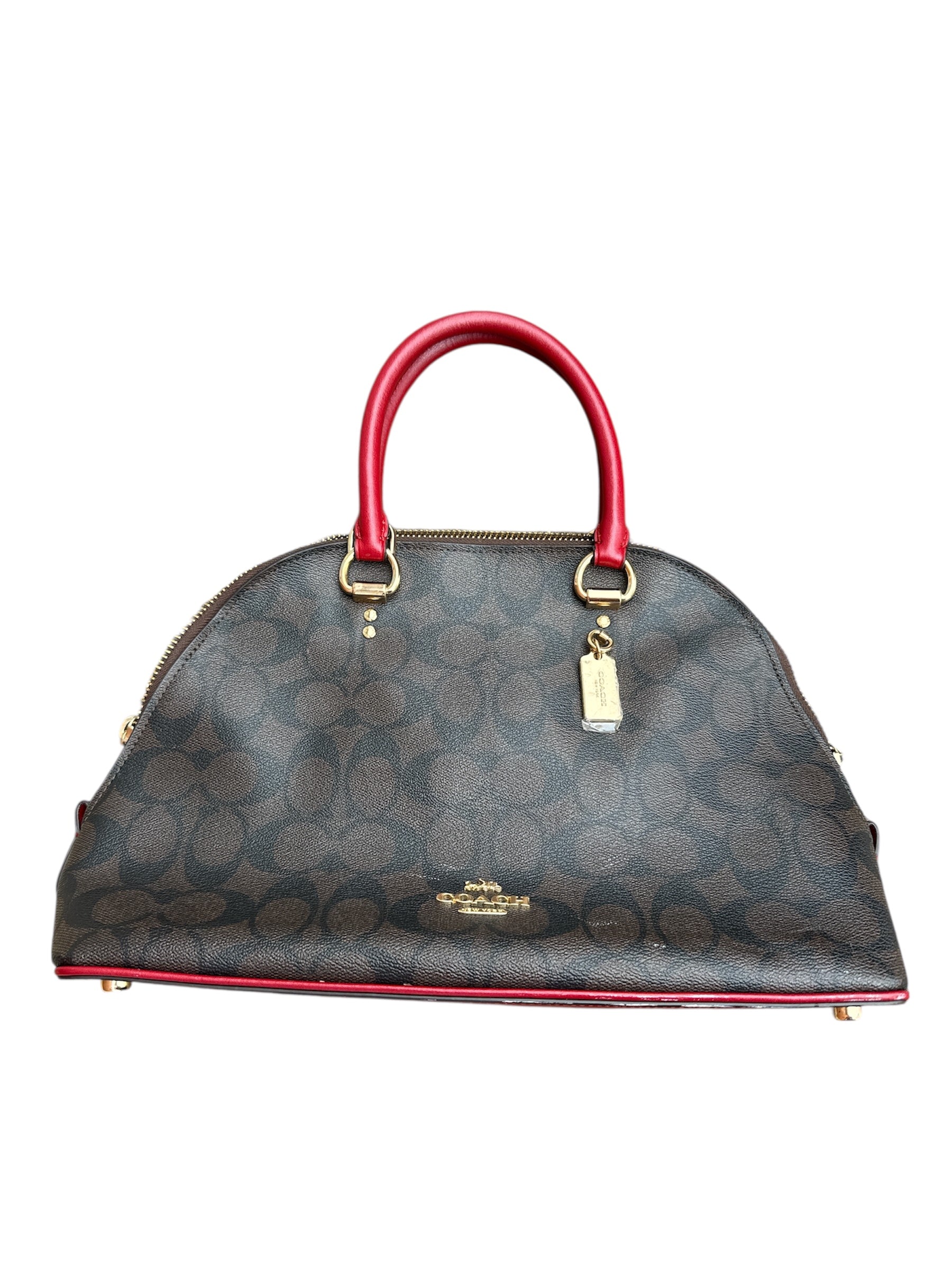 brown red coach katy satchel f2111 2558