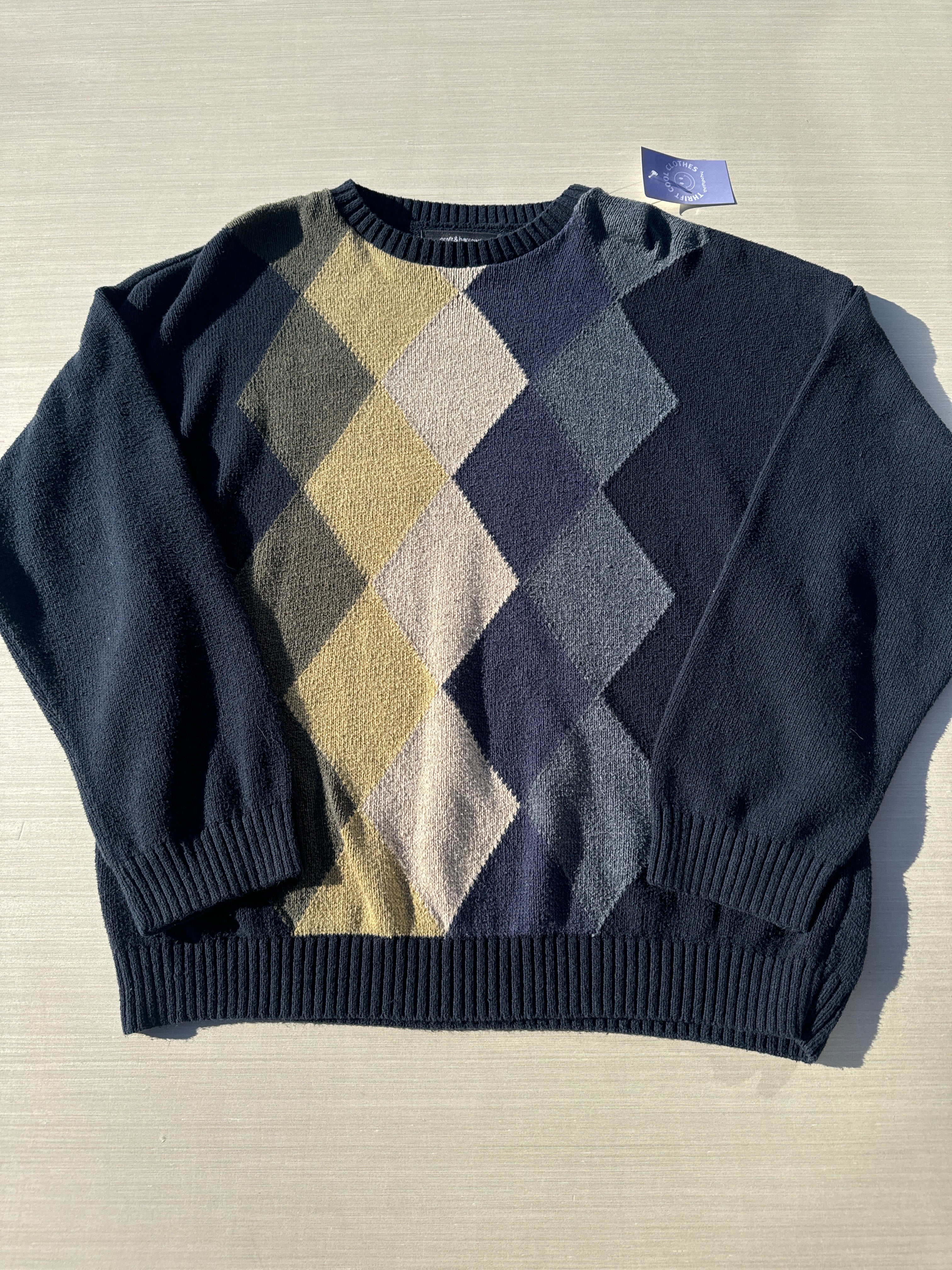 navy kkhaki green Croft&barrow argyle sweater, xl