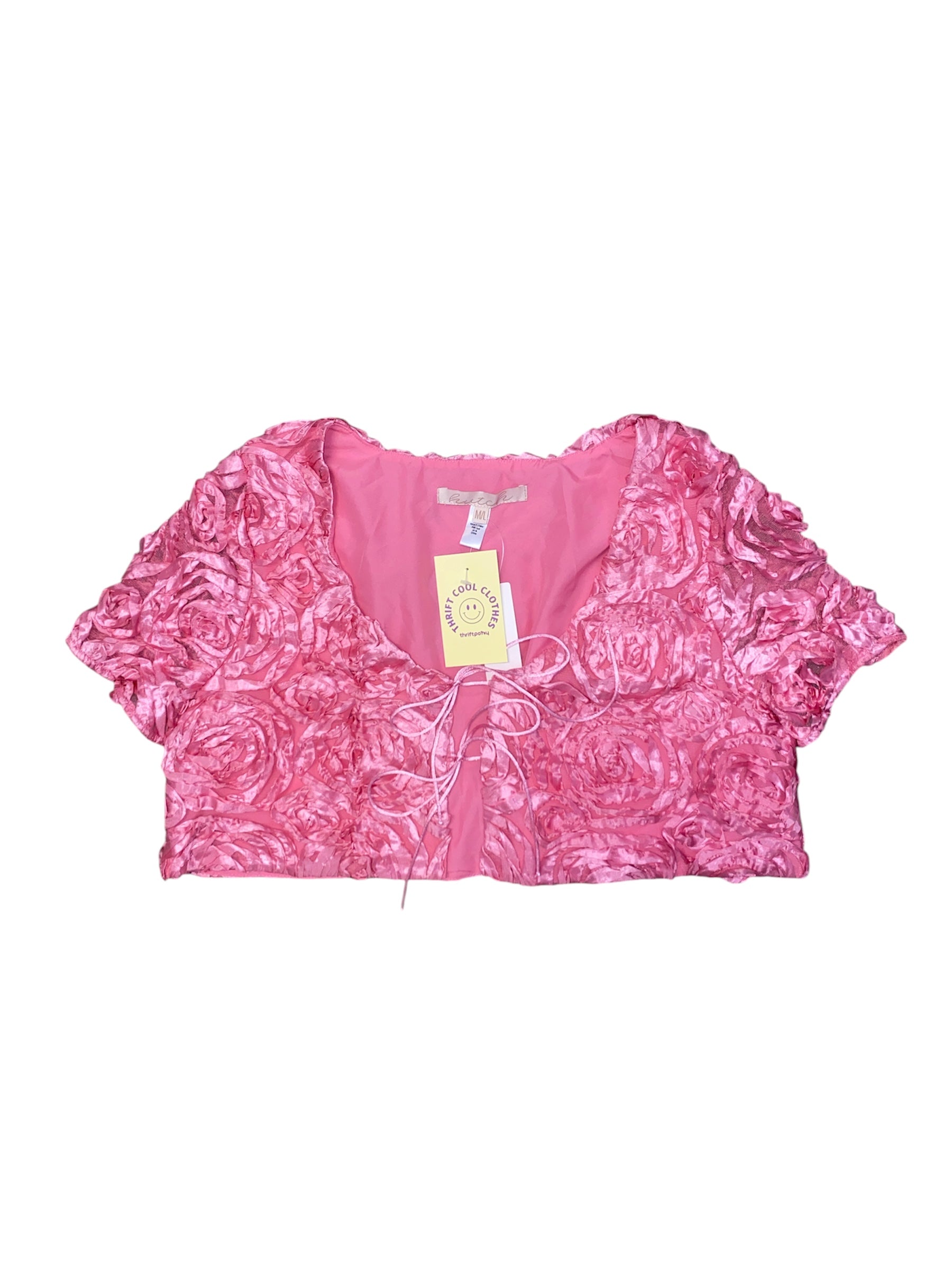 Pink Anthropologie Rose crop ss top, M/L