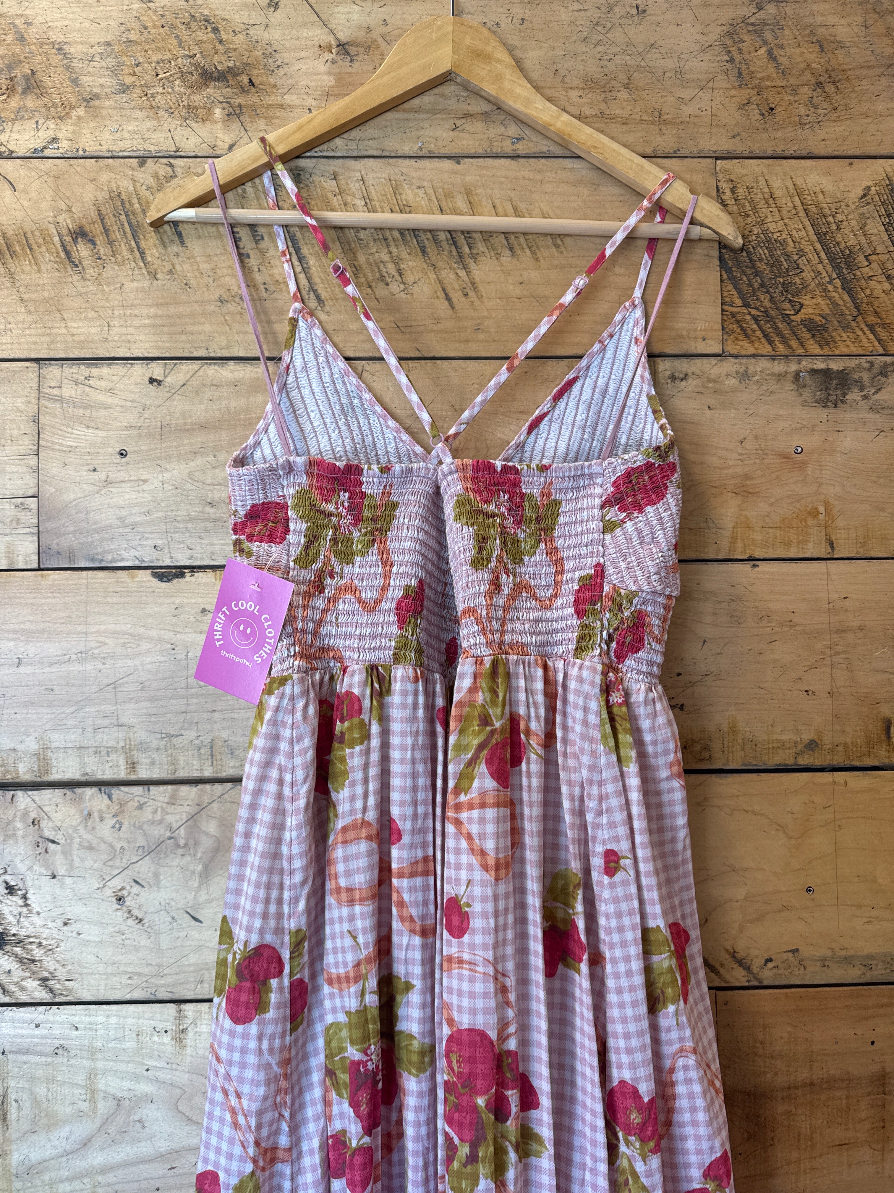 pink green kimchi blue floral plaid maxi, XL