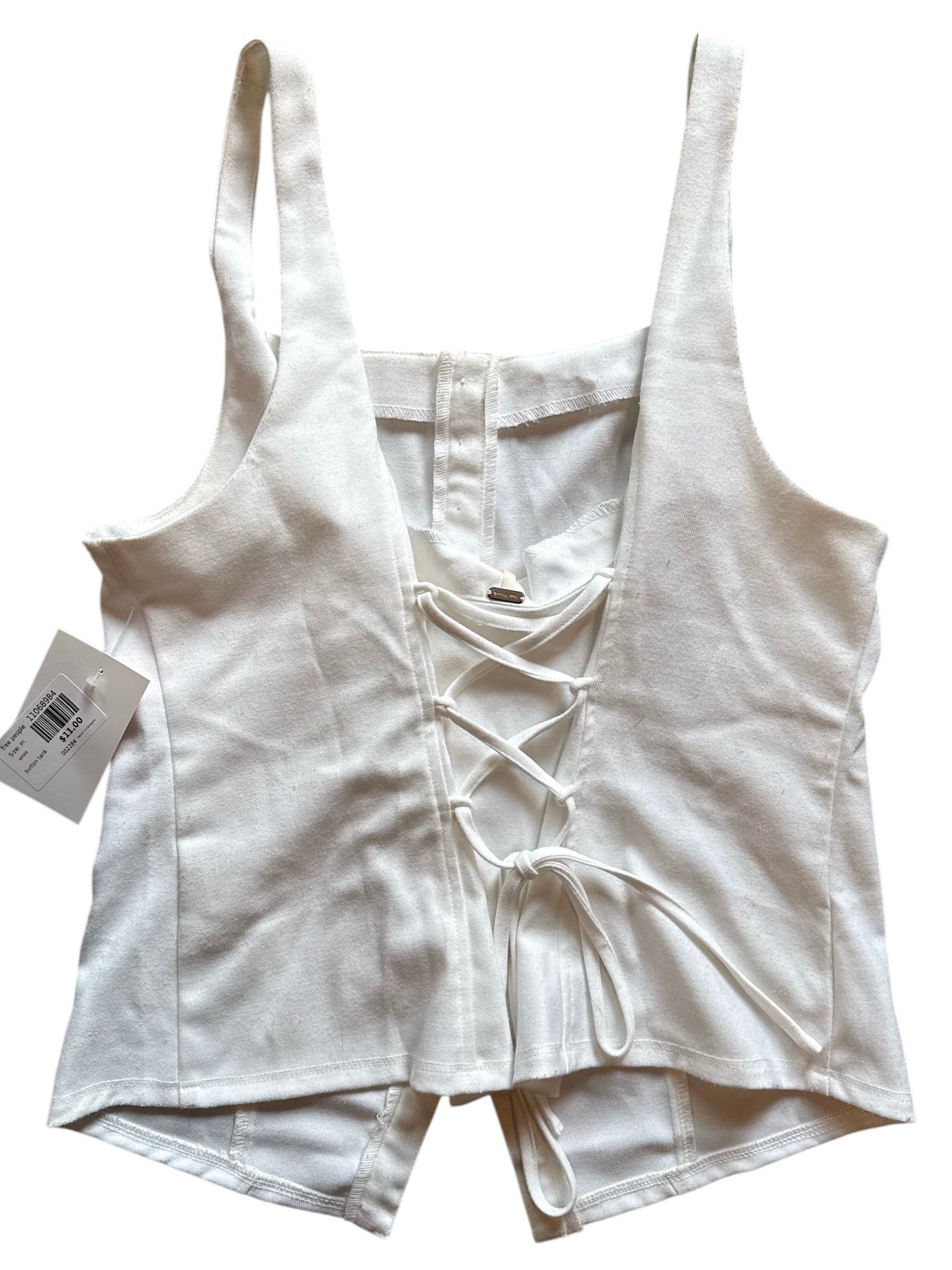 white free people button tank, m