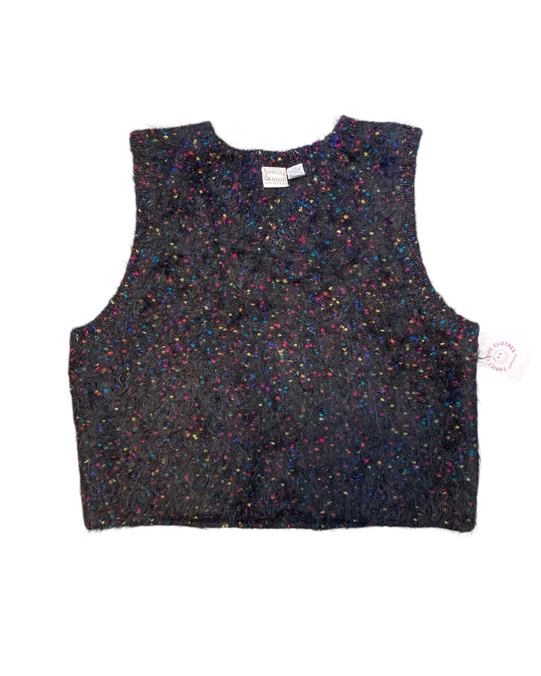 blue hasting & smith vtg mohair blend funfetti vest, 1X