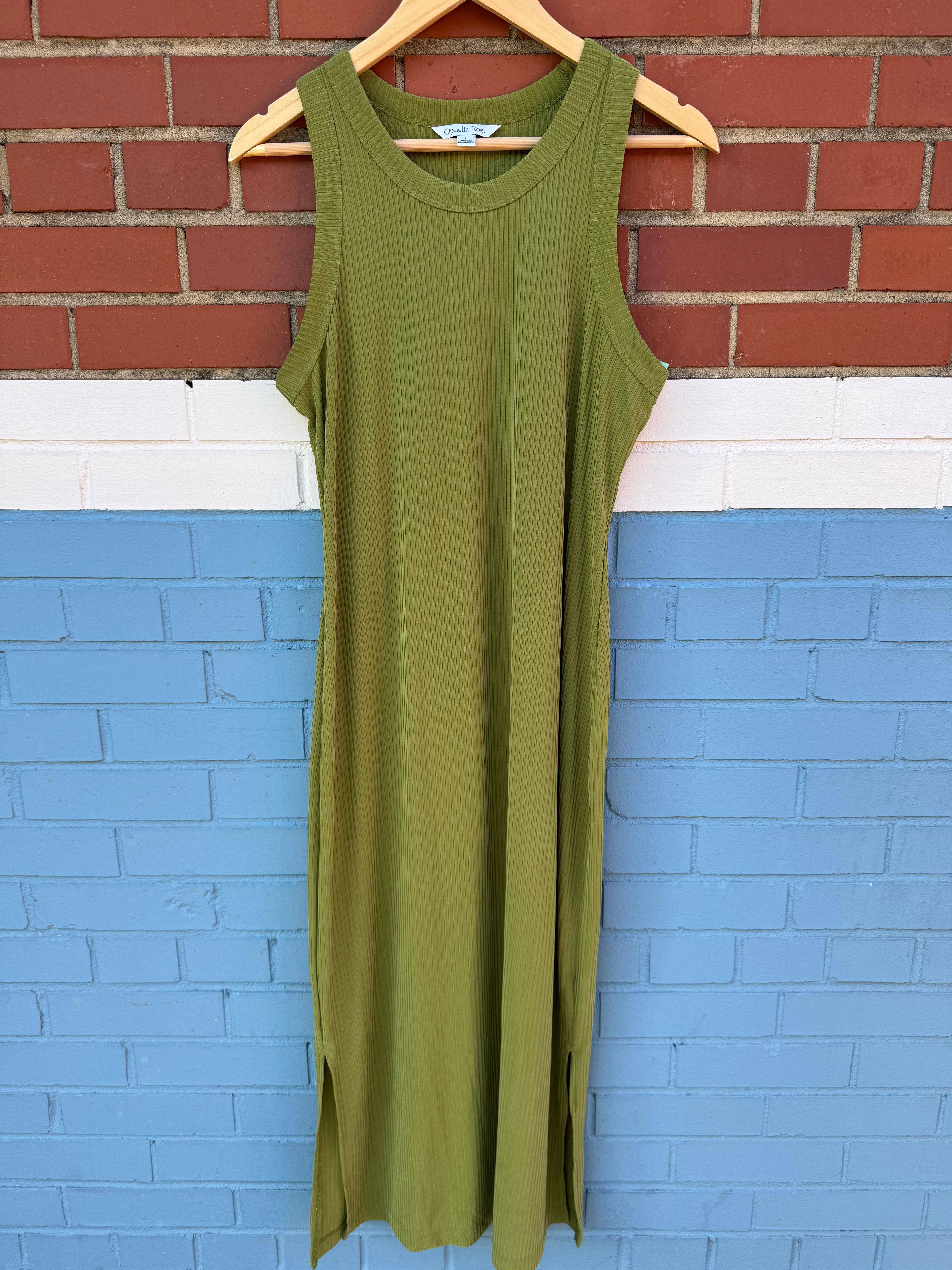 Green Ophelia Roe Ribbed sleeveless dress, L