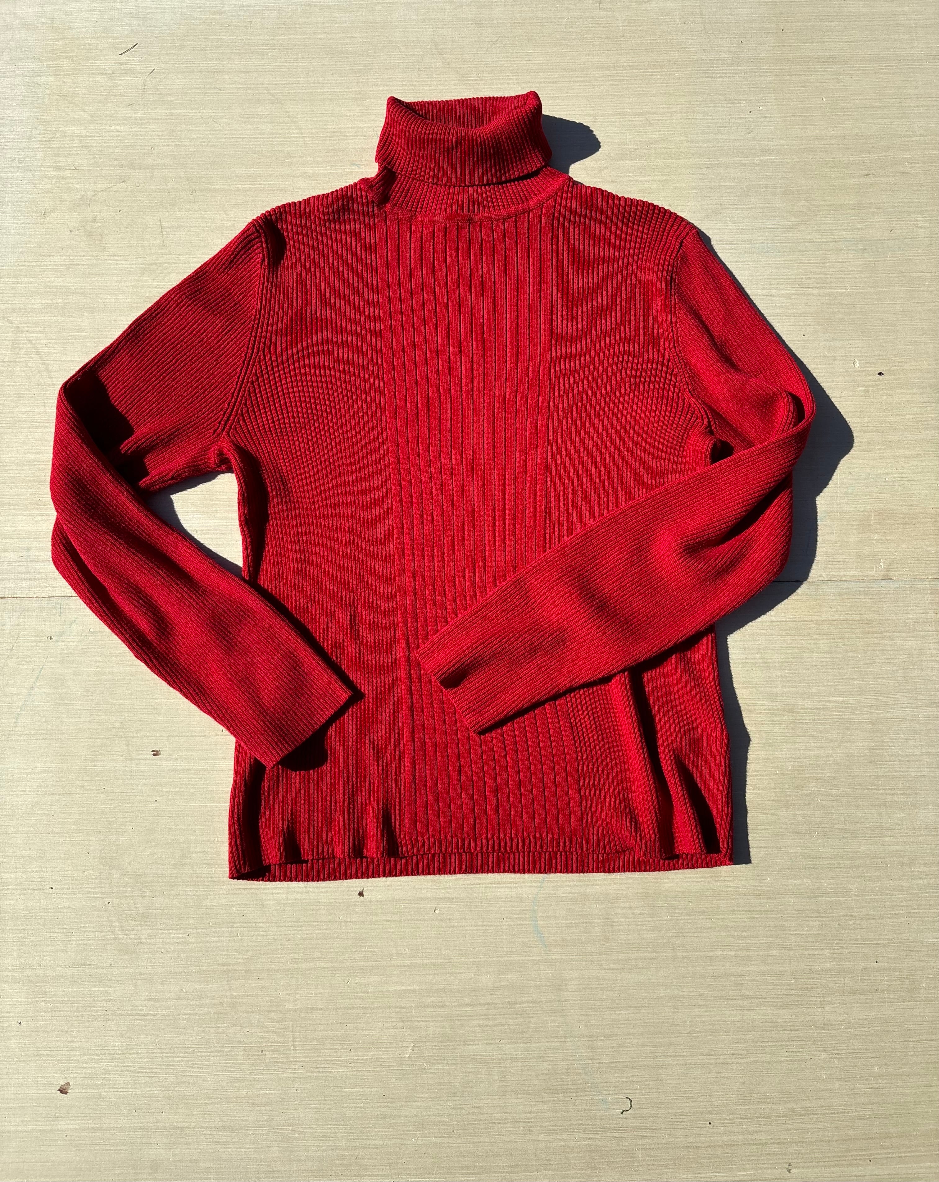 red josephine chaus ribbed turtleneck, L