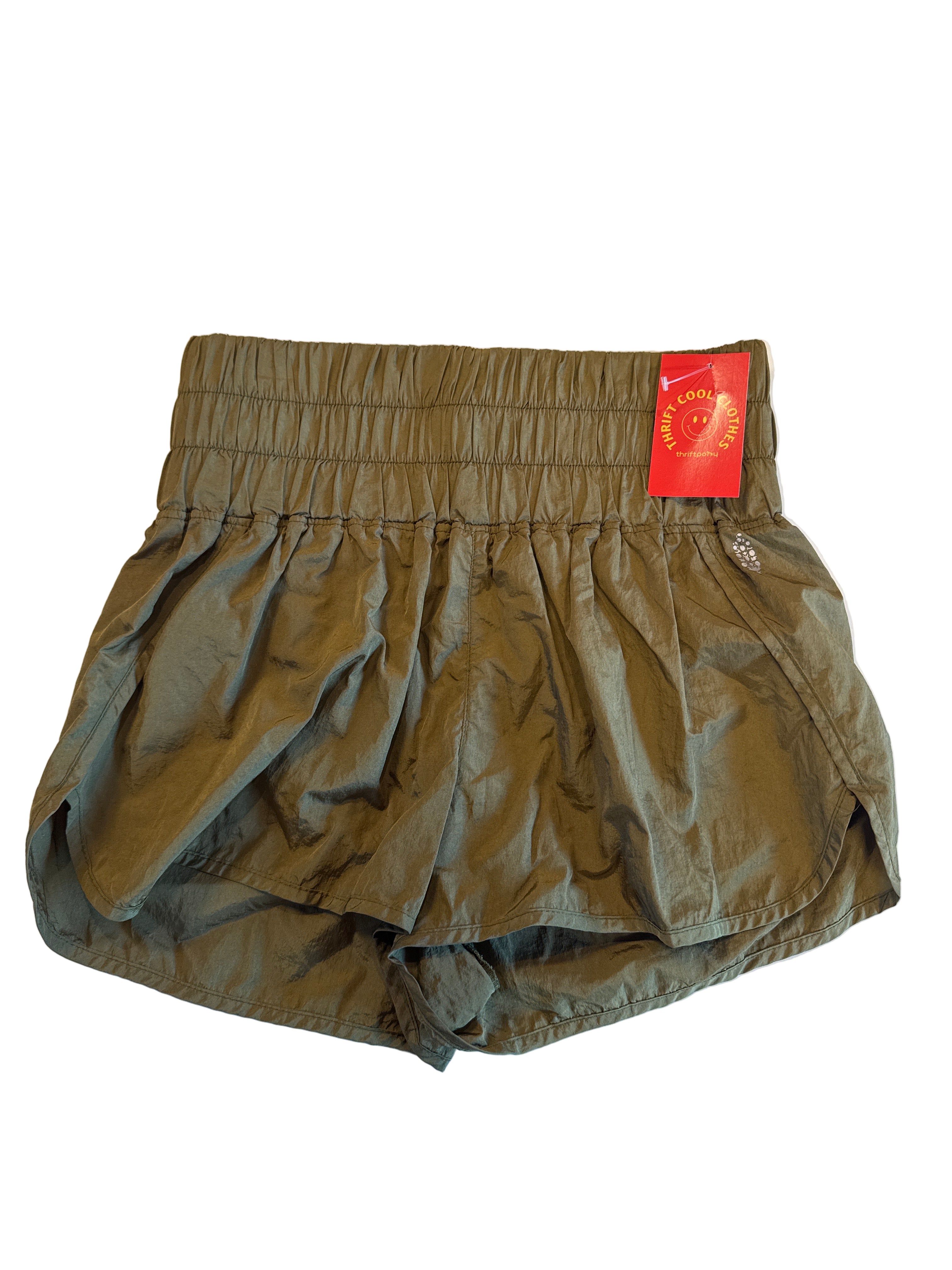 green free people running shorts, m