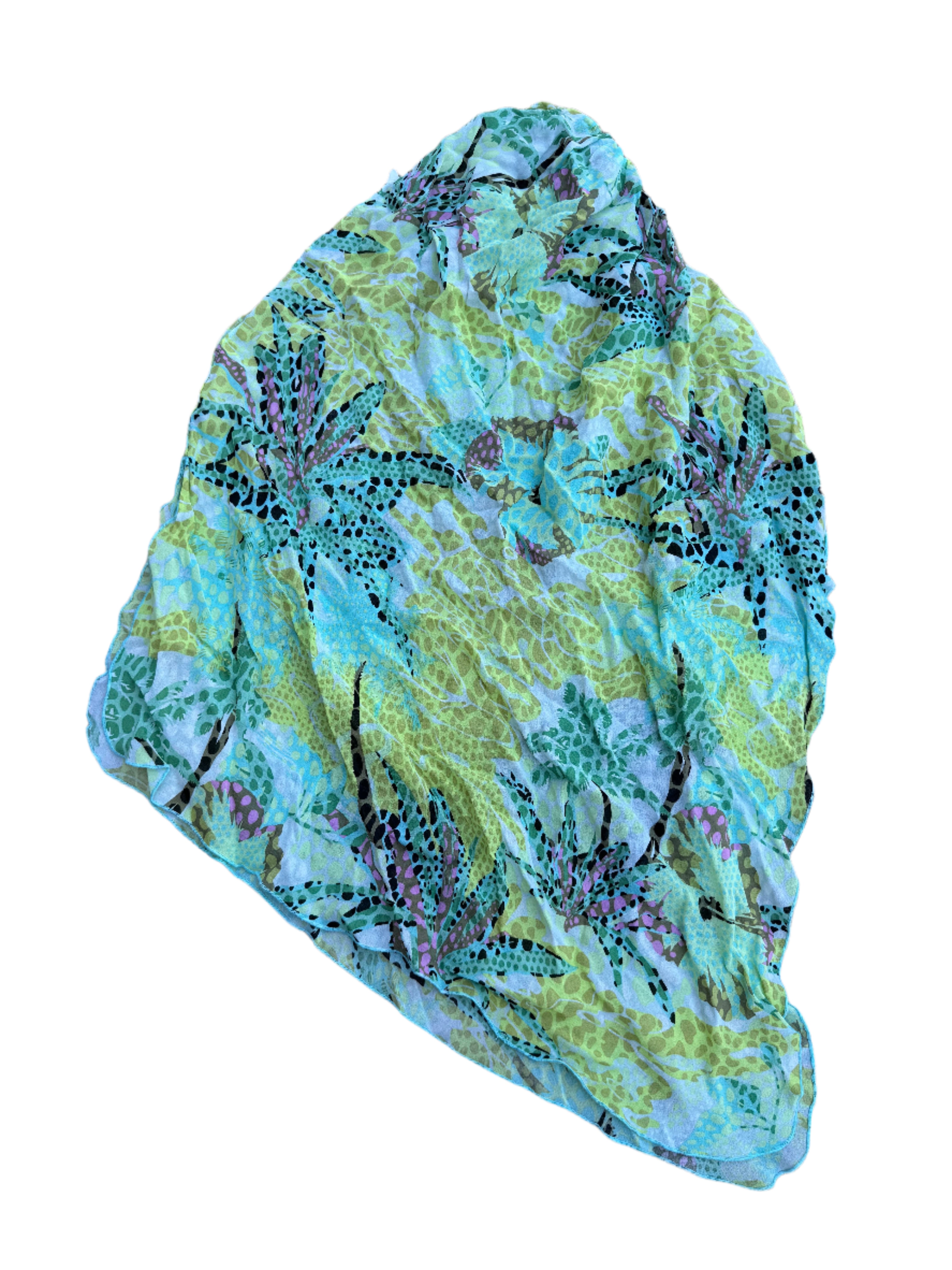 Blue teal green Bentley Y2k abstract poncho, S