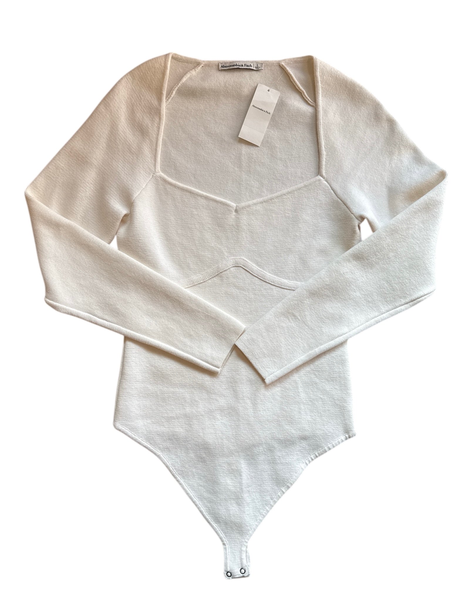 cream abercrombie knit bodysuit nwt, L