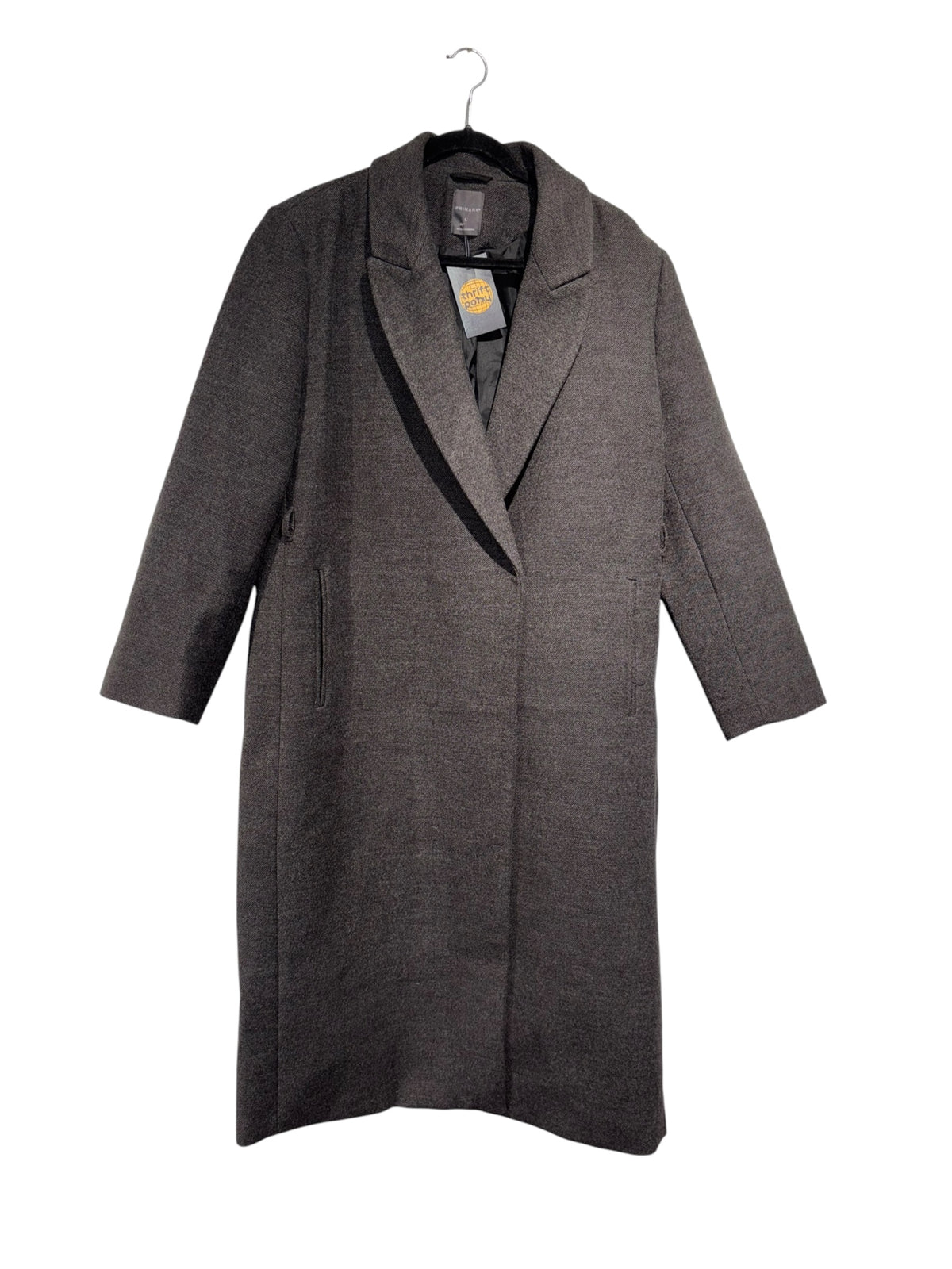 grey primark long peacoat, L