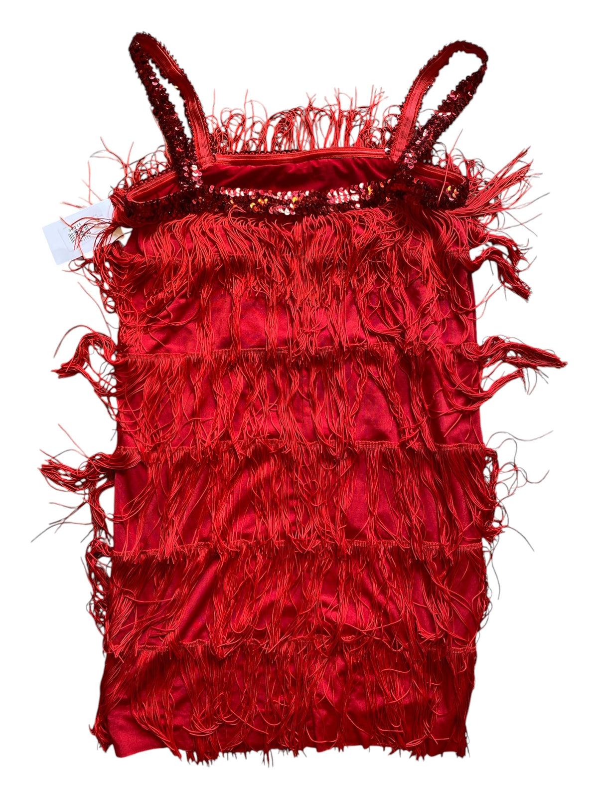 red costumeusa fringe sequin dress, s